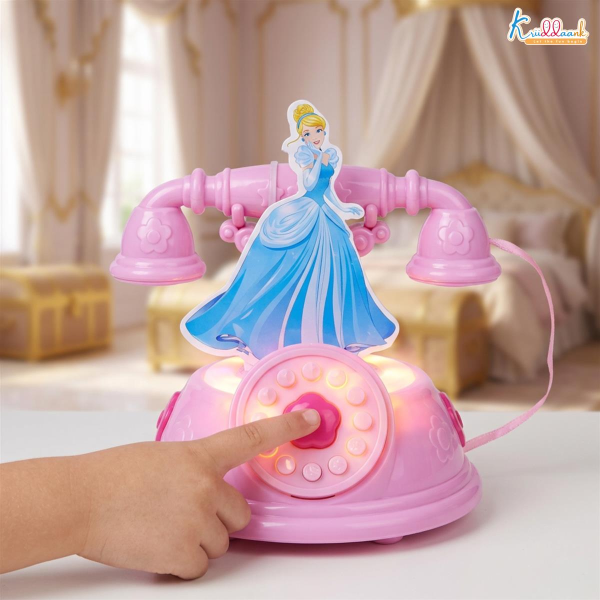 Kriiddaank Princess Talking Telephone Toy - Interactive Pretend Play Landline Phone with Music & Sounds for Girls 3+ Years - Pink Educational Electronic Toy - Ideal Birthday Gift for Kids