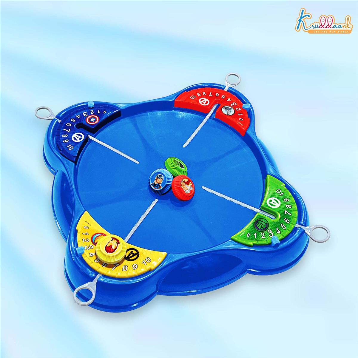 Kriiddaank Marvel Avengers Theme Spinning Top Battle Set - Includes 1 Arena Base, 4 Rip Cords & 4 Tops - Action-Packed Multiplayer Game for Kids 5+ - Perfect Superhero Gift for Boys & Girls
