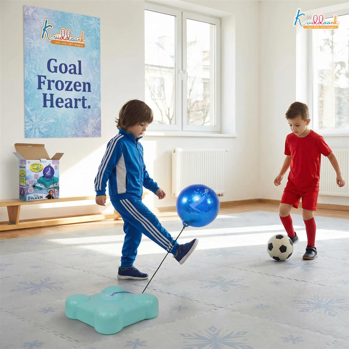 Disney Frozen Reflex Soccer Ball Training Kit for Kids - Indoor & Outdoor Solo Football Trainer with Recoil Action - Portable & Compact Soccer Practice Set for Boys & Girls Ages 3+
