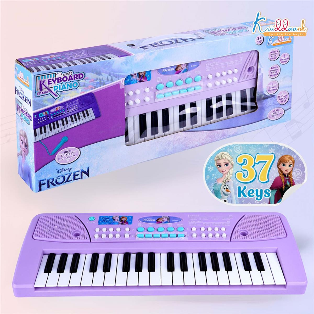 Frozen Keyboard Piano for Kids - Elsa & Anna Theme Musical Toy with Microphone & USB Cable, 8 Rhythms & 8 Instrument Sounds, Educational Learning Toy for Boys & Girls 3+ Years (Turkish Blue)