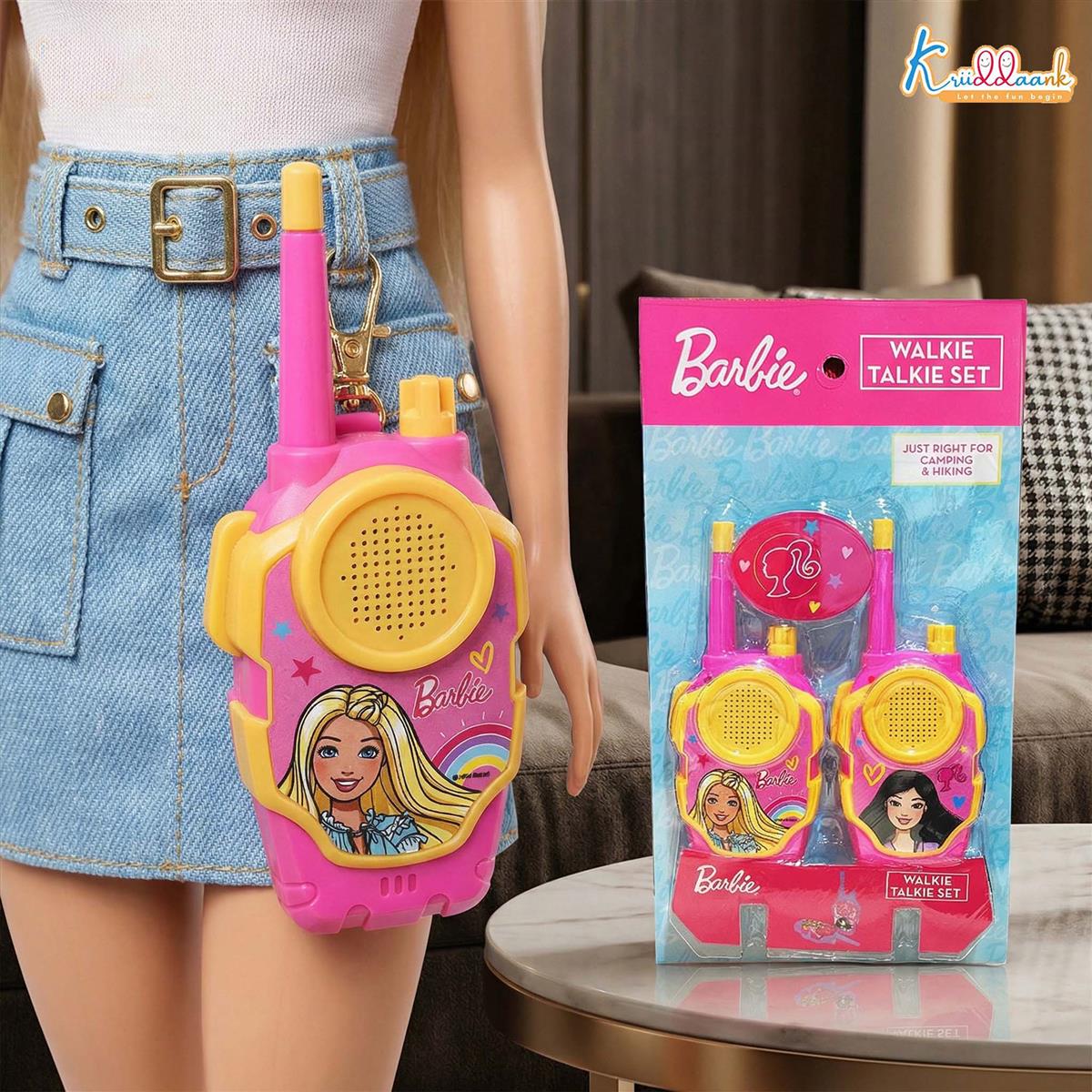 Barbie Walkie Talkie Set for Kids - 75m Long Range 2-Way Radios, Pink Communication Toys for Girls & Boys, Ideal for Camping, Hiking & Indoor Play, Child Safe & Non-Toxic, Ages 3+ (2 Pieces)