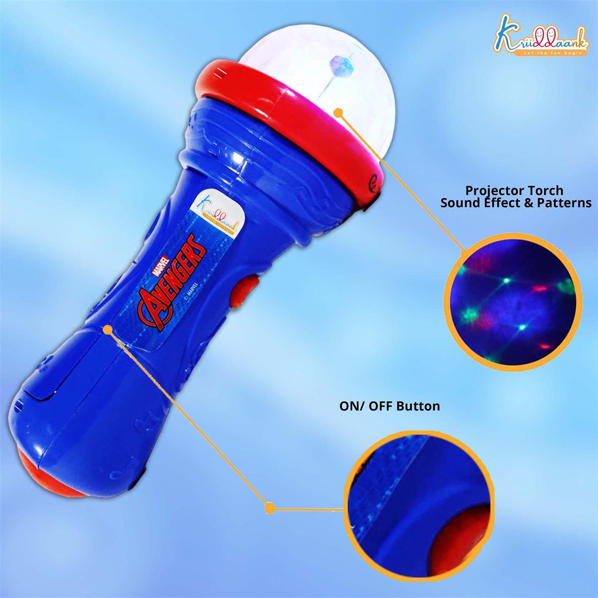 Kriiddaank Marvel Avengers Musical Microphone for Kids - Karaoke Toy with Disco Projection Lights, Music & Sound Effects - Battery Operated Superhero Toy for Boys and Girls Ages 3+