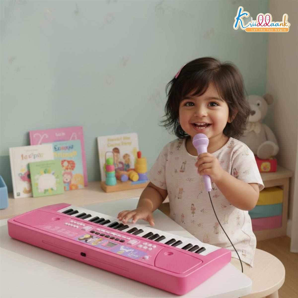 Disney Princess Keyboard Piano for Kids - 37 Keys Portable Musical Toy with Microphone, 16 Instrument Sounds & 10 Rhythms - Educational Learning Gift for Girls Toddlers 3+ Years (Pink)