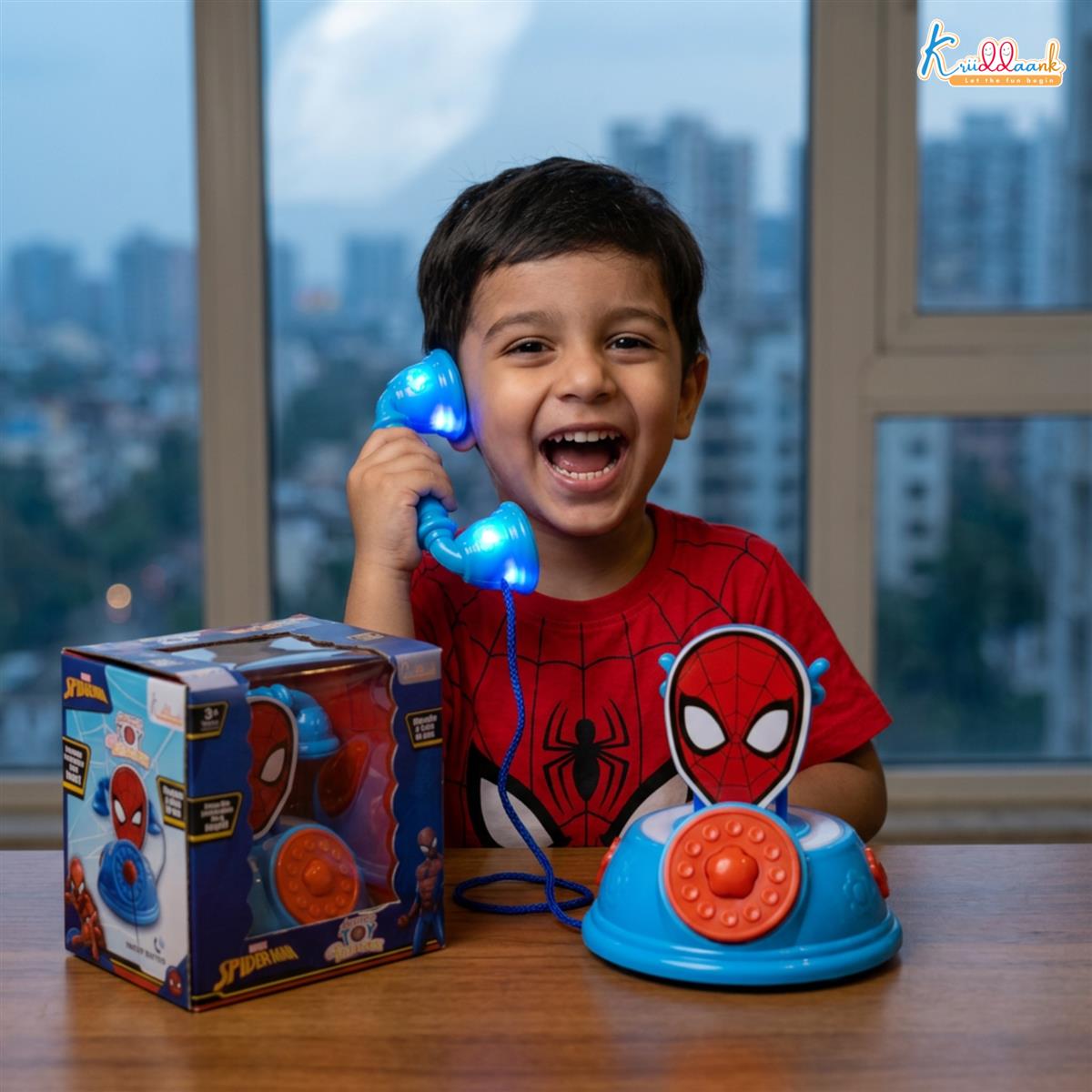 Kriiddaank Spiderman Talking Telephone Toy for Kids, Musical Pretend Play Landline Phone with Ringing Sound & Music, Interactive Learning & Educational Toy for Toddlers Boys & Girls Age 3+