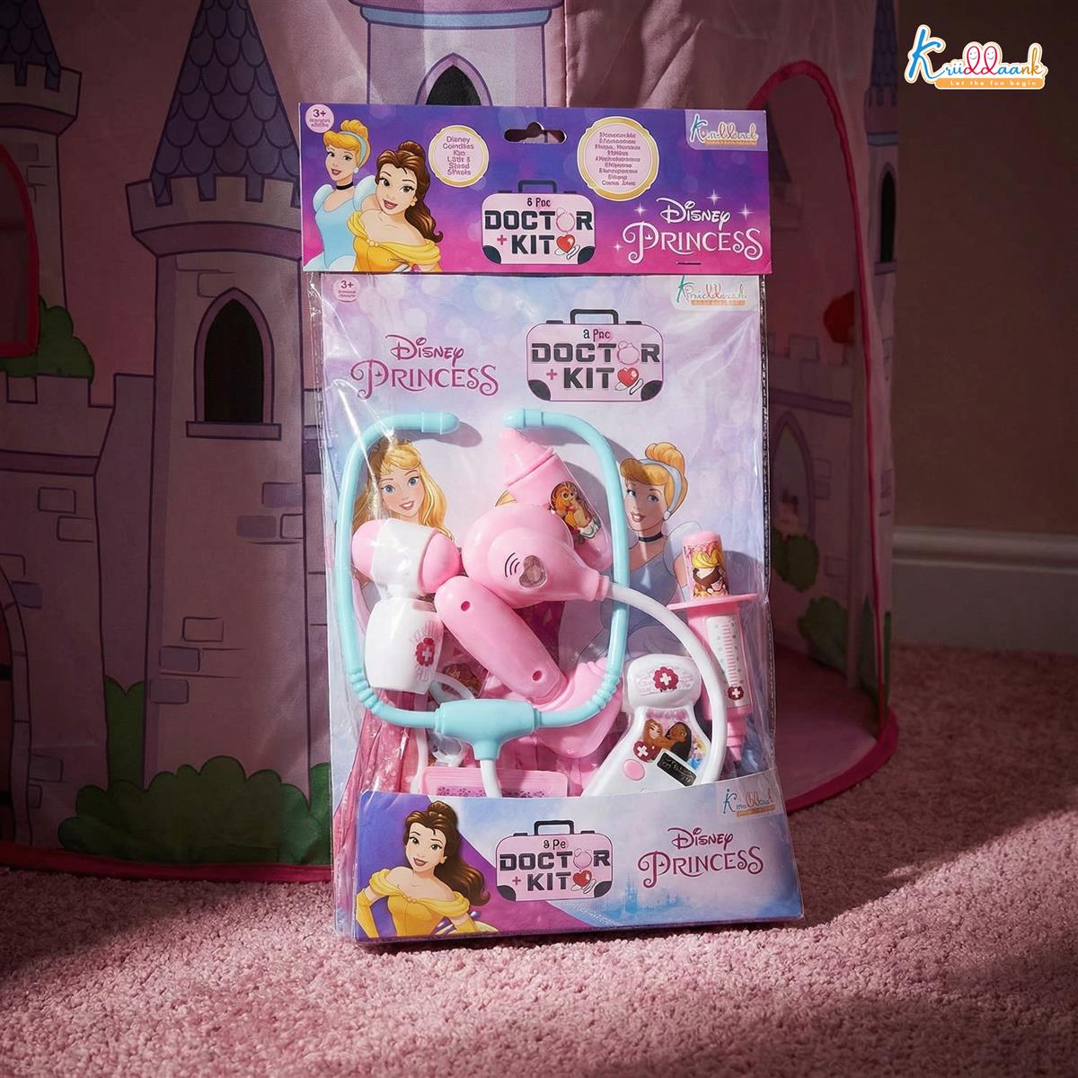 Disney Princess Theme Doctor Kit - 8-Piece Medical Playset for Kids with Realistic Lights & Heartbeat Sounds - Educational Pretend Play Toy for Girls Aged 3+ Years