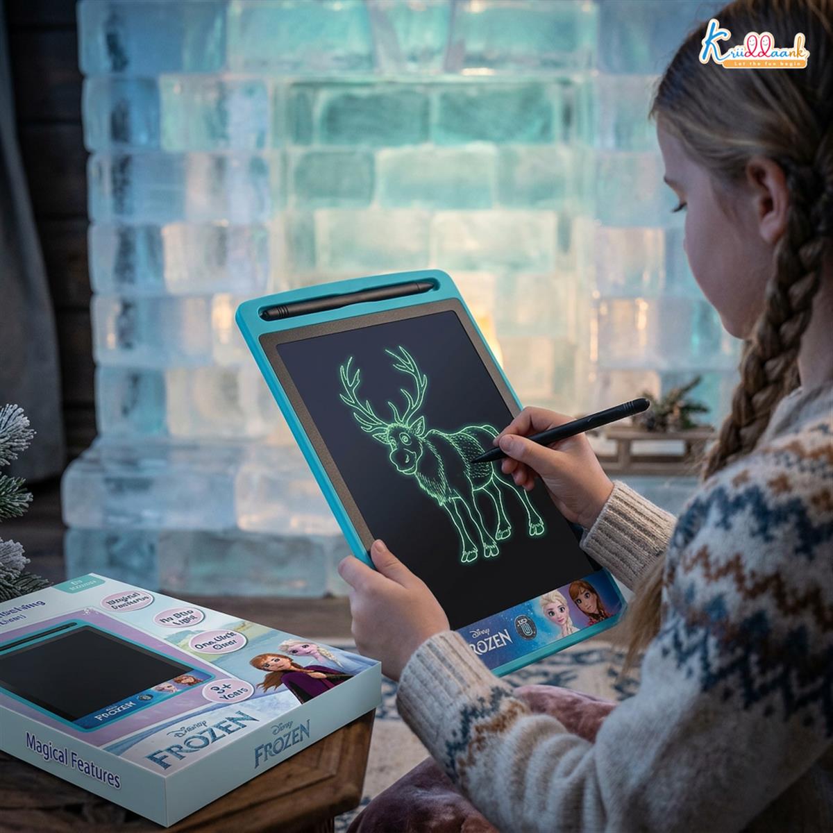 Kriiddaank 8.5" Frozen LCD Writing Tablet, Electronic Drawing Pad & Magic Slate for Kids, Toddler Travel Doodle Board with Lock Function, Portable Birthday Gift for 3-9 Year Old Boys & Girls, Blue