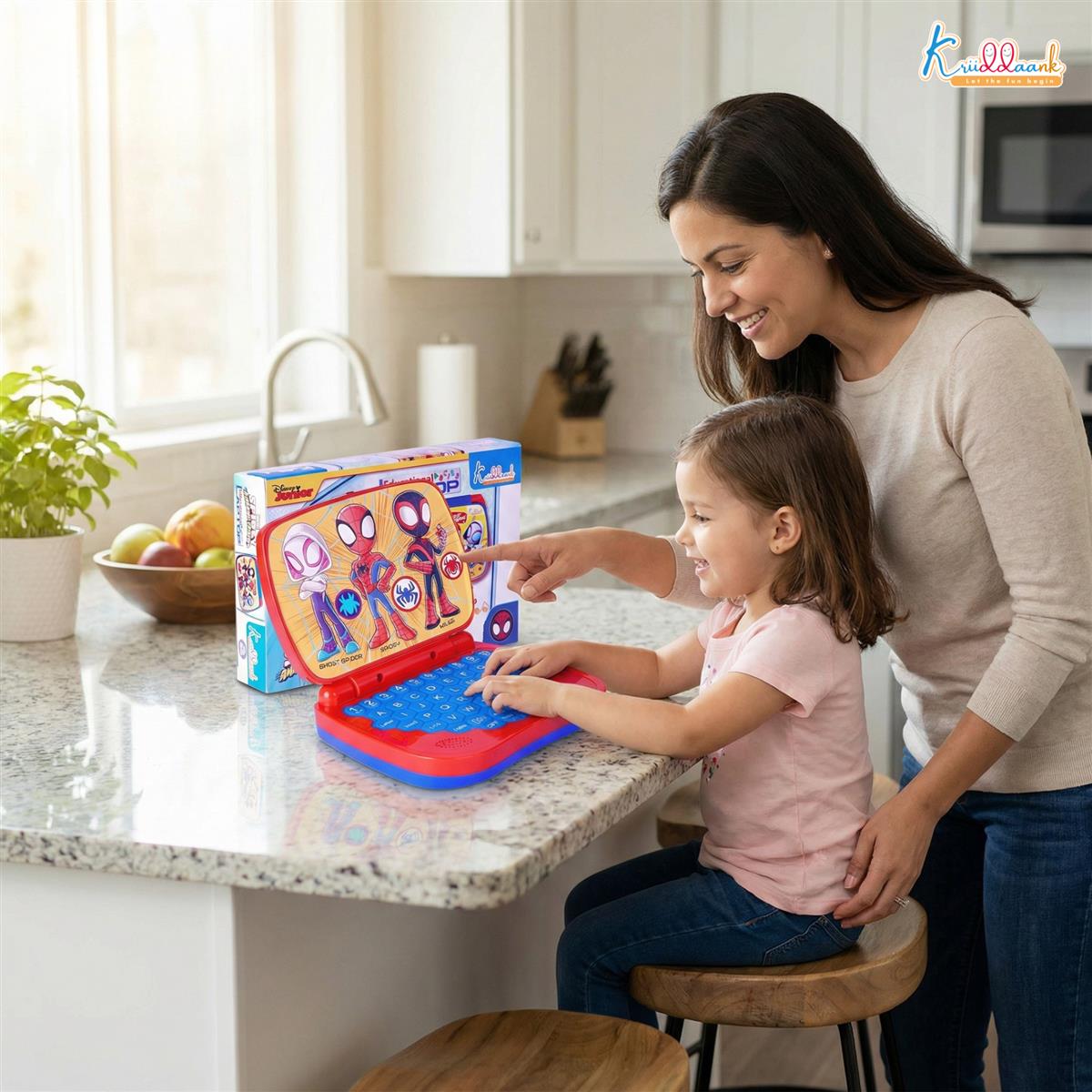 Spiderman Educational Laptop for Kids - Interactive Alphabet & Number Learning Toy with Music & Sound, Early Development Preschool Computer, Safe & Non-Toxic Learning Tool for Ages 3+