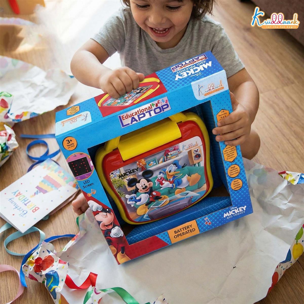 LTS Mickey Mouse Theme Educational Laptop for Kids - Interactive Preschool Learning Toy with Alphabet, Numbers & Word Pronunciation, Battery Operated English Computer for Boys & Girls 3+ Years