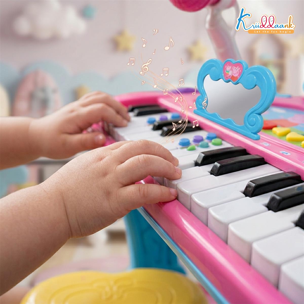Hasbro Peppa Pig Little Pianist Keyboard with Microphone & Stool - Musical Toy for Kids 3+ - Karaoke Mode, MP3 Connection, 25 Inbuilt Tunes, Electronic Piano for Girls & Toddlers - Pink