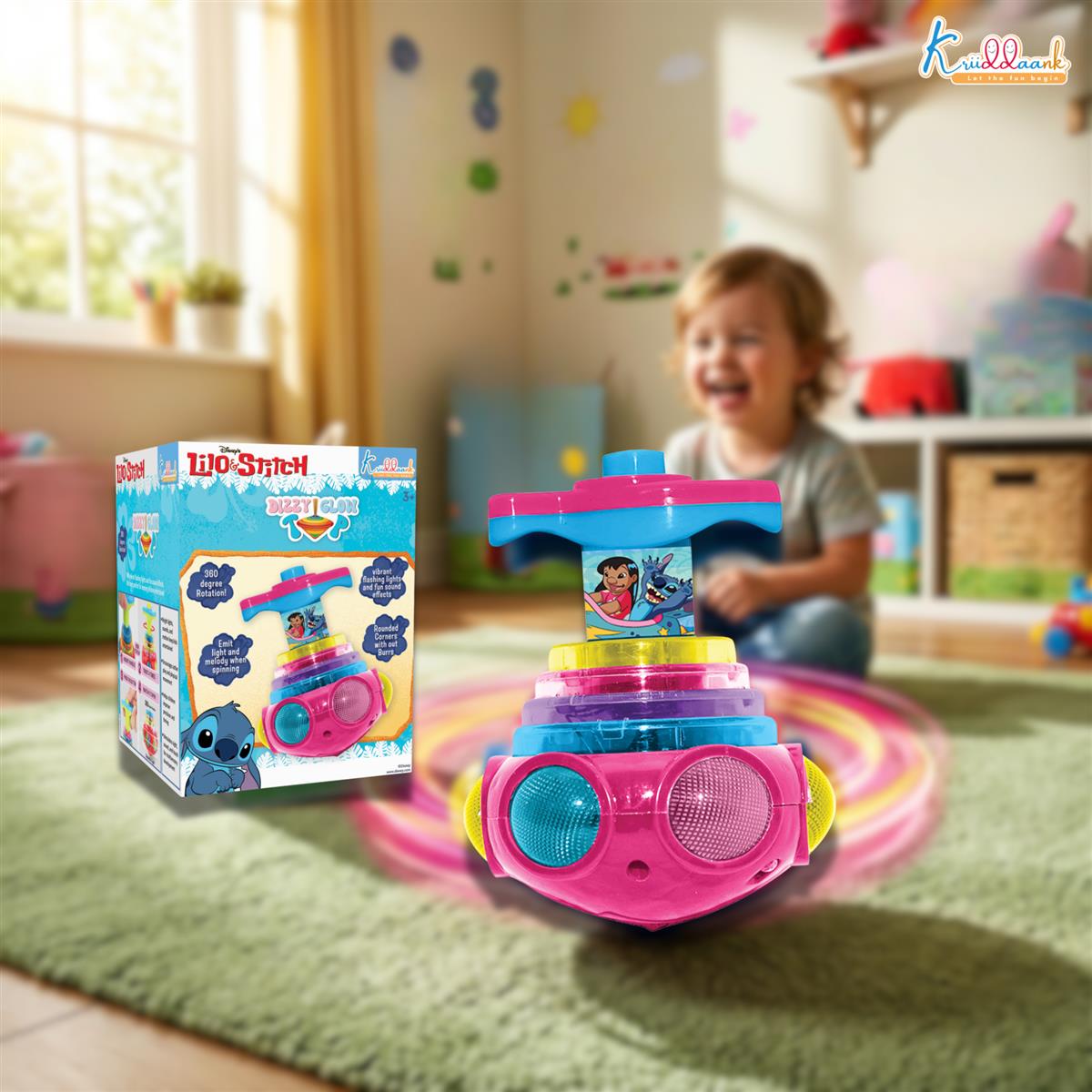 Stitch Dizzy Glow Top - LED Light & Music Spinning Top Toy for Kids, Magic Stitch Spinner Musical Lattoo with 360Â° Rotation, Fun Sound Effects & Flashing Lights for Boys & Girls, Ages 3+ Years