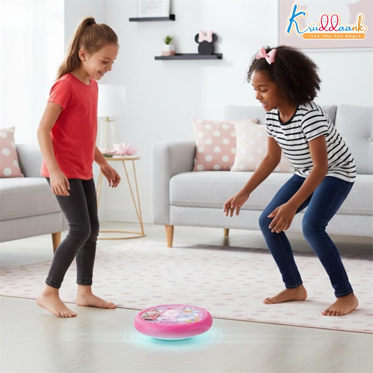 Minnie Hover Football - LED Light-Up Air Power Indoor Soccer Ball with Soft Foam Bumper & Super Slide Feature, Safe Gliding Game for Girls & Kids 3+, Pink Character Gift