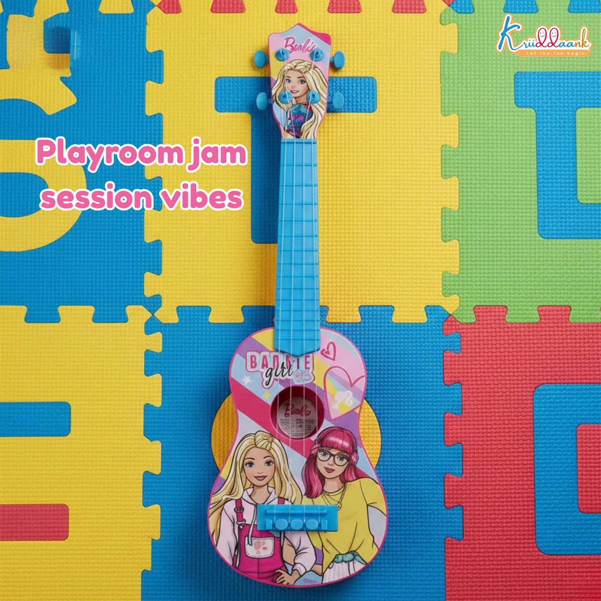 Mattel Barbie Theme Big Guitar Toy for Kids - Pink Musical Instrument for Girls Age 3+ | Interactive Sound & Educational Play | Lightweight & Safe Design | Perfect Birthday Gift for Kids