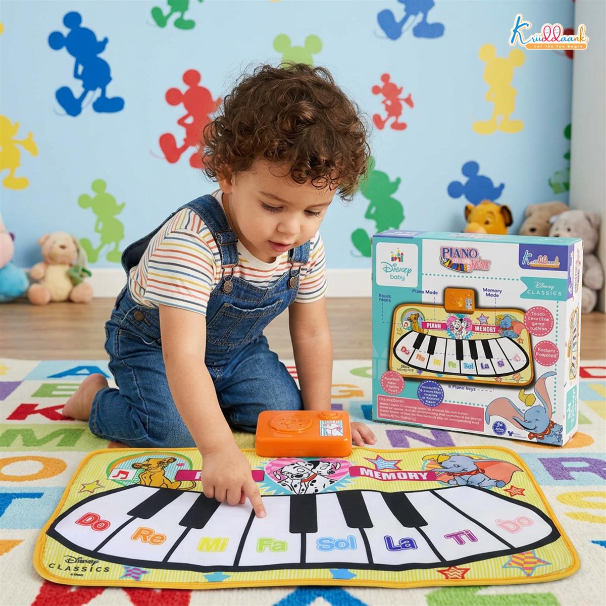 Disney Piano Music Mat - Electronic Floor Keyboard for Toddlers & Kids | Interactive Musical Dance Playmat with 8 Piano Keys & 3 Function Keys | Educational Learning Toy for Boys & Girls 3+ Years