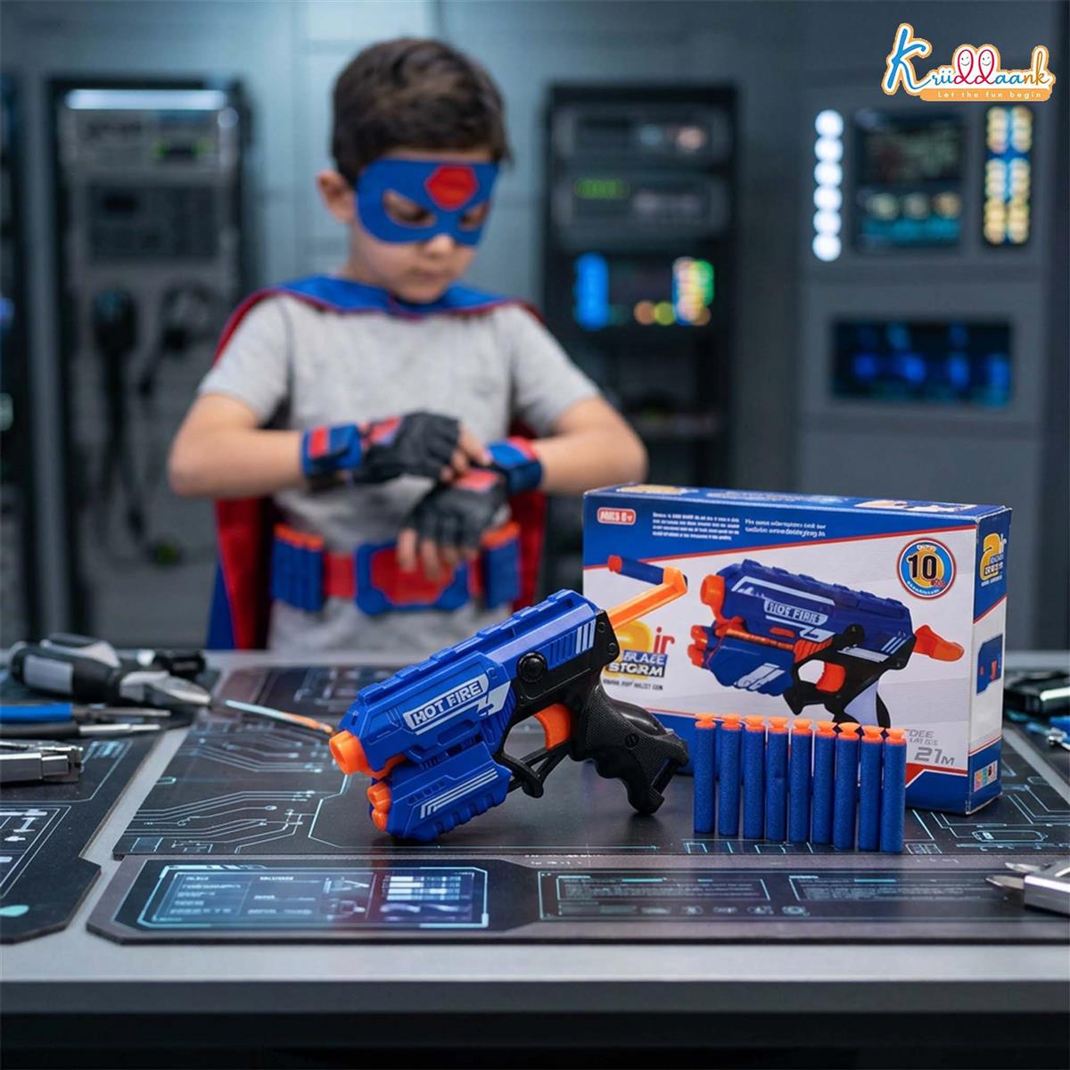 Blaze Storm Blaster Gun Toy for Kids - Soft Bullet Foam Dart Blaster with 10 EVA Bullets, Manual Single Shot Shooting Toy for Boys 3+ Years, Safe & Fun Action Playset, Multicolor