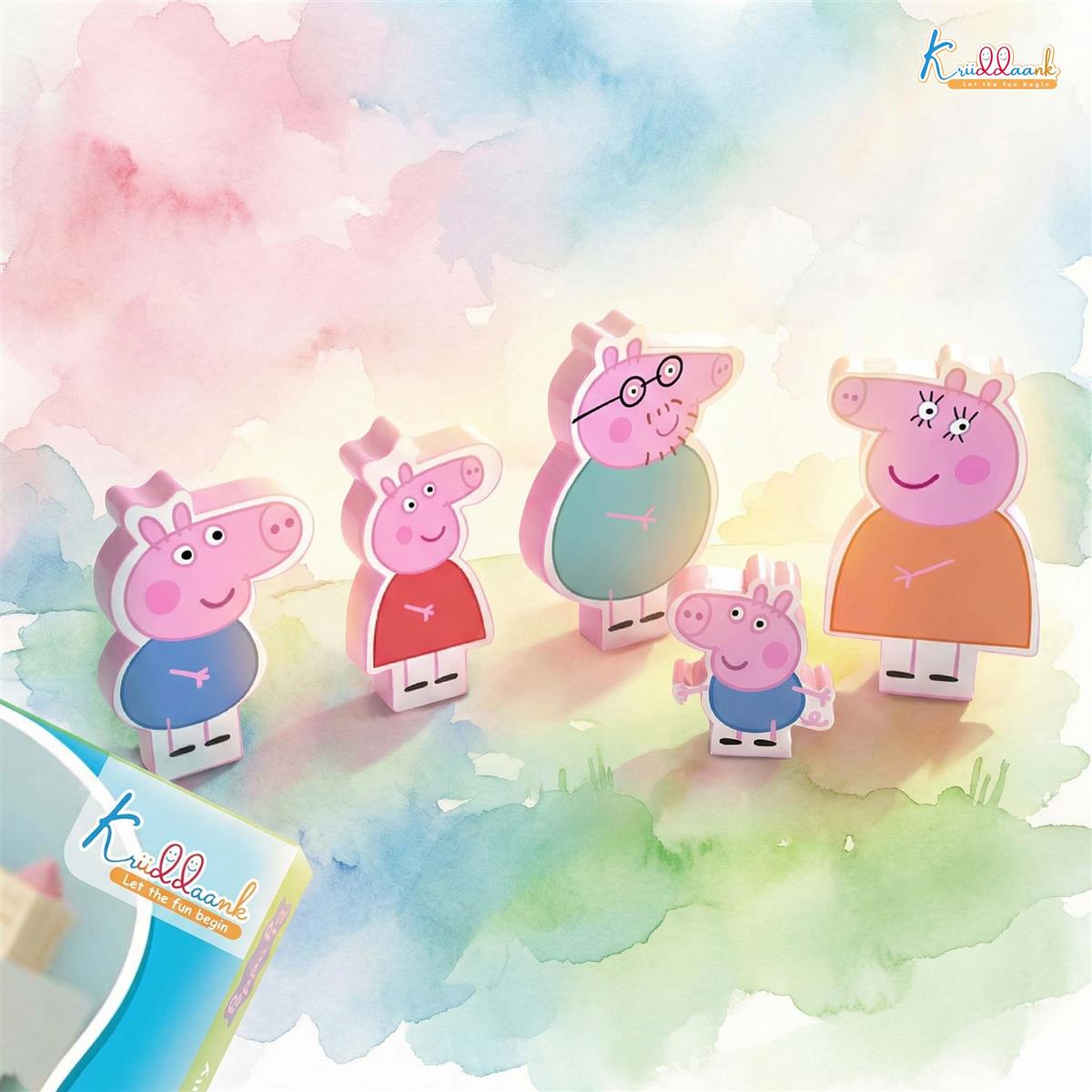 Kriiddaank Peppa Pig 2D Family Figure Fun Pack | Includes Peppa, George, Mummy & Daddy Pig | Non-Toxic Preschool Character Toy Set for Kids Ages 3+ | Ideal Birthday & Return Gift for Toddlers