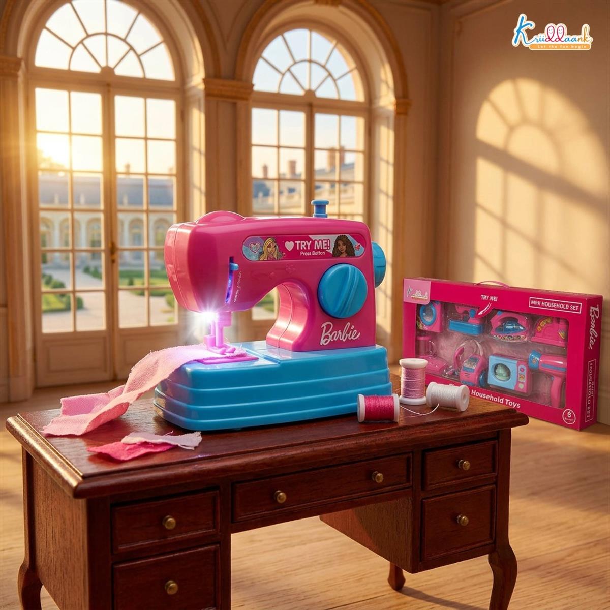 Mattel Barbie Theme Household Role Play Set (8pc) - Mini Toy Appliances with Washing Machine, Microwave & Vacuum Cleaner | Fun Educational Gift for Kids Ages 3+ | Signature Pink Collection