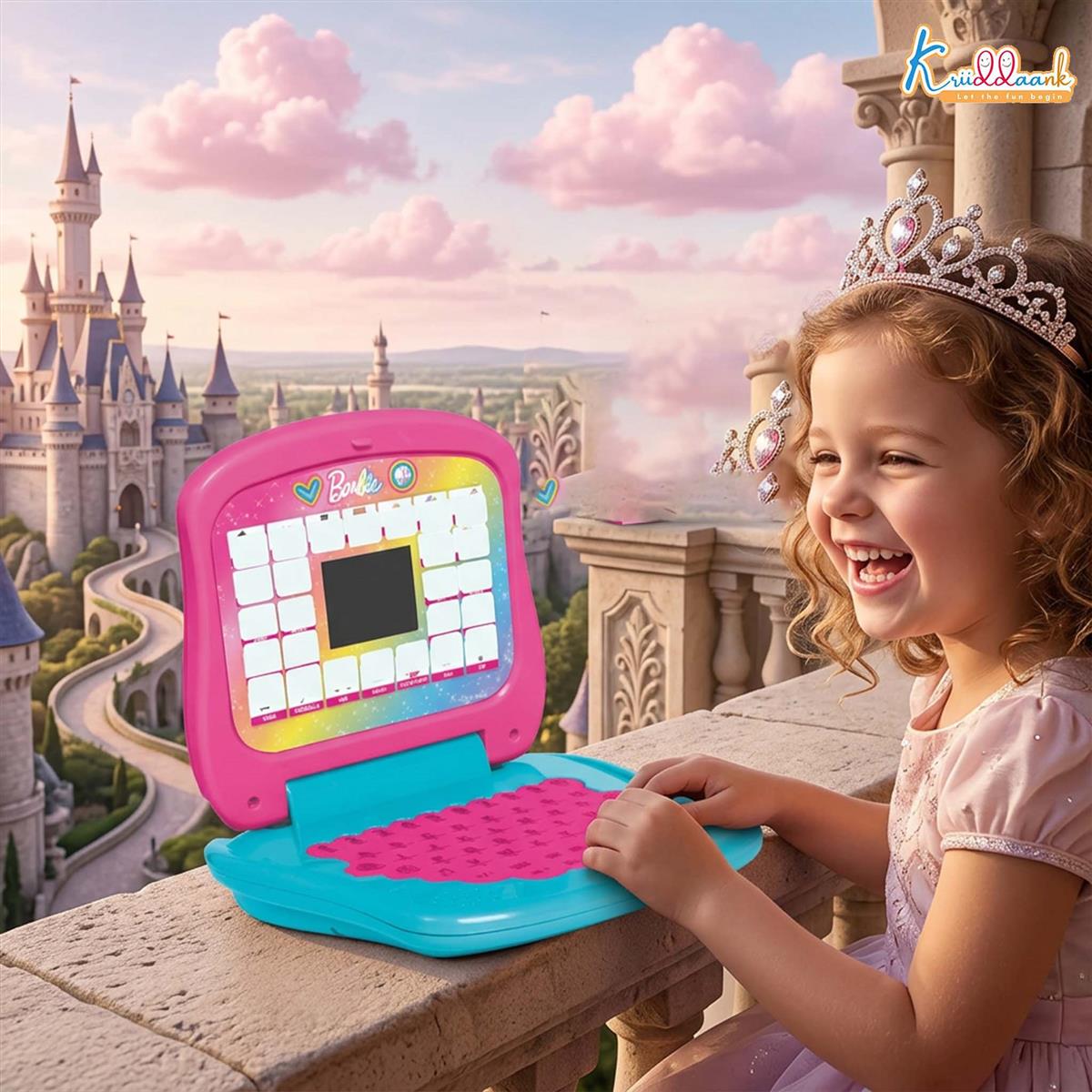 Barbie Educational Laptop with Screen for Kids - Interactive ABC & 123 Learning Toy for Preschoolers - Pink Electronic Learning Computer for Girls 3+ Years - Early Development & Fine Motor Skills