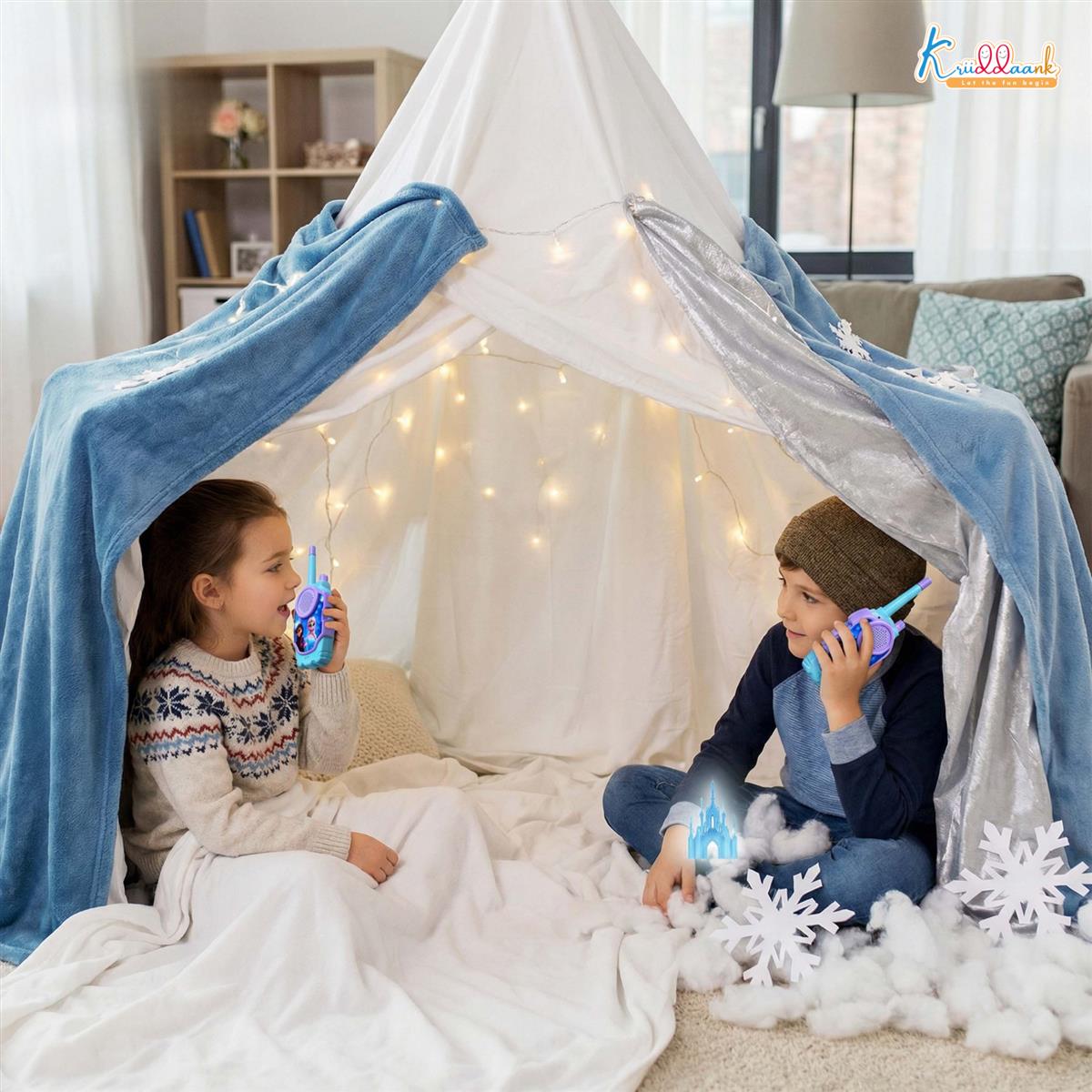 Frozen Walkie Talkie Set for Kids - 75m Range 2-Way Radio Toys for Boys & Girls Age 3+ - Turkish Blue Portable Communication Device for Camping & Hiking - 100% Non-Toxic & Child Safe (2 Pieces)