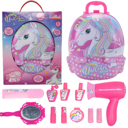 Kriiddaank BackpackDressingSet-UnicornThemeFantasy Beauty Kit for KidsUnicorn Dressing SetUnicorn Themed Beauty ToyRainbow Unicorn Beauty KitSparkle Unicorn Dressing Playset