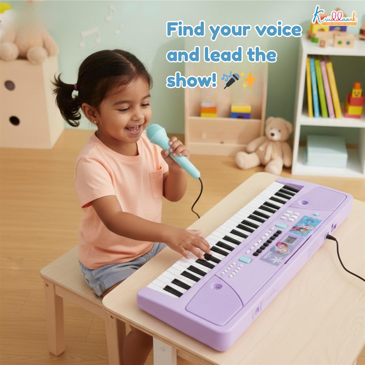 Frozen Keyboard Piano for Kids - 61 Scale Organ Keys Digital Musical Toy with Microphone, 16 Tones, 10 Rhythms, Recording & Playback, USB & Battery Powered, Learning Gift for Girls Age 3+