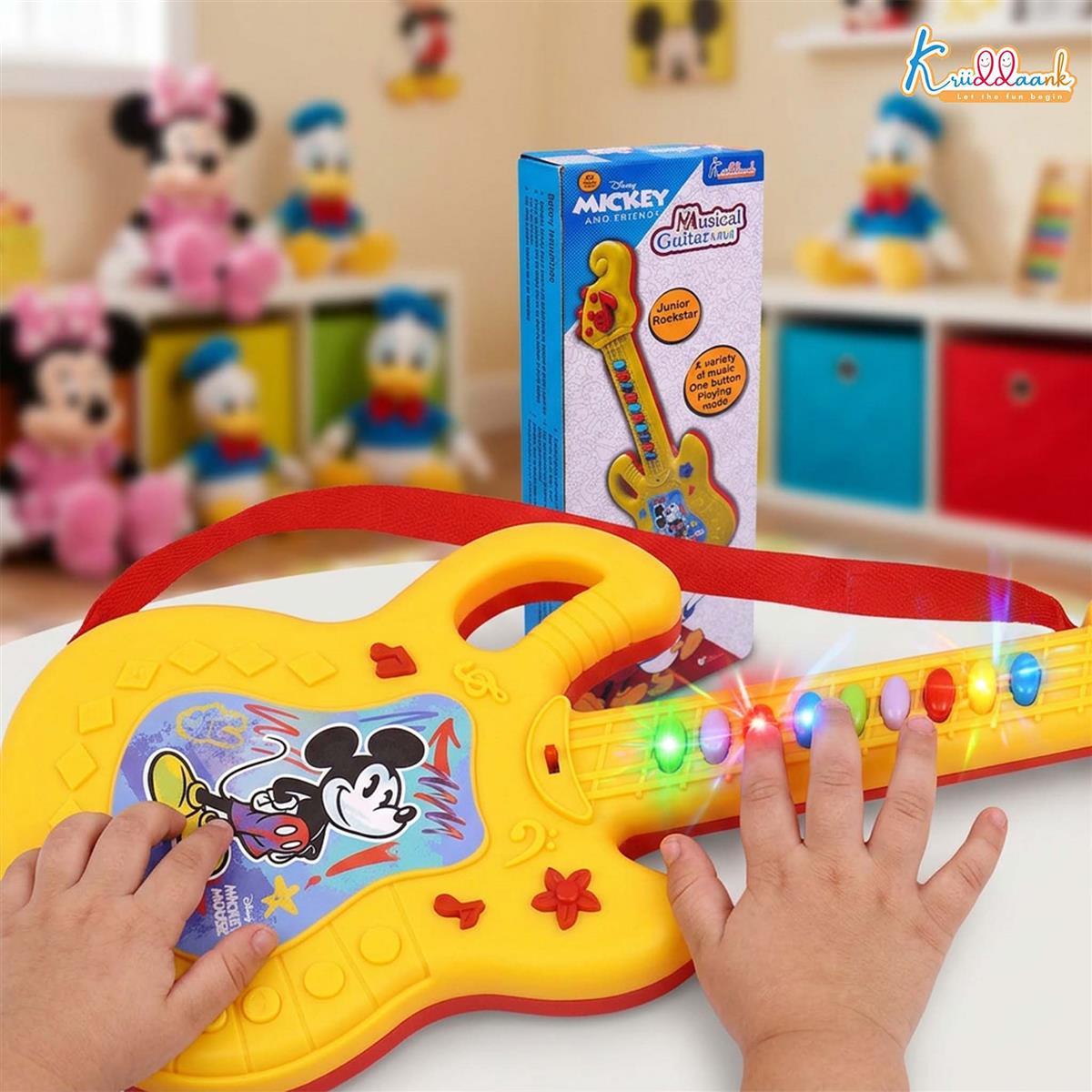 Disney Mickey Mouse Theme Musical Guitar for Toddlers & Kids | Battery Operated Sing-Along Educational Toy | Interactive Music & Sounds for Juniors (3+ Years) - Red