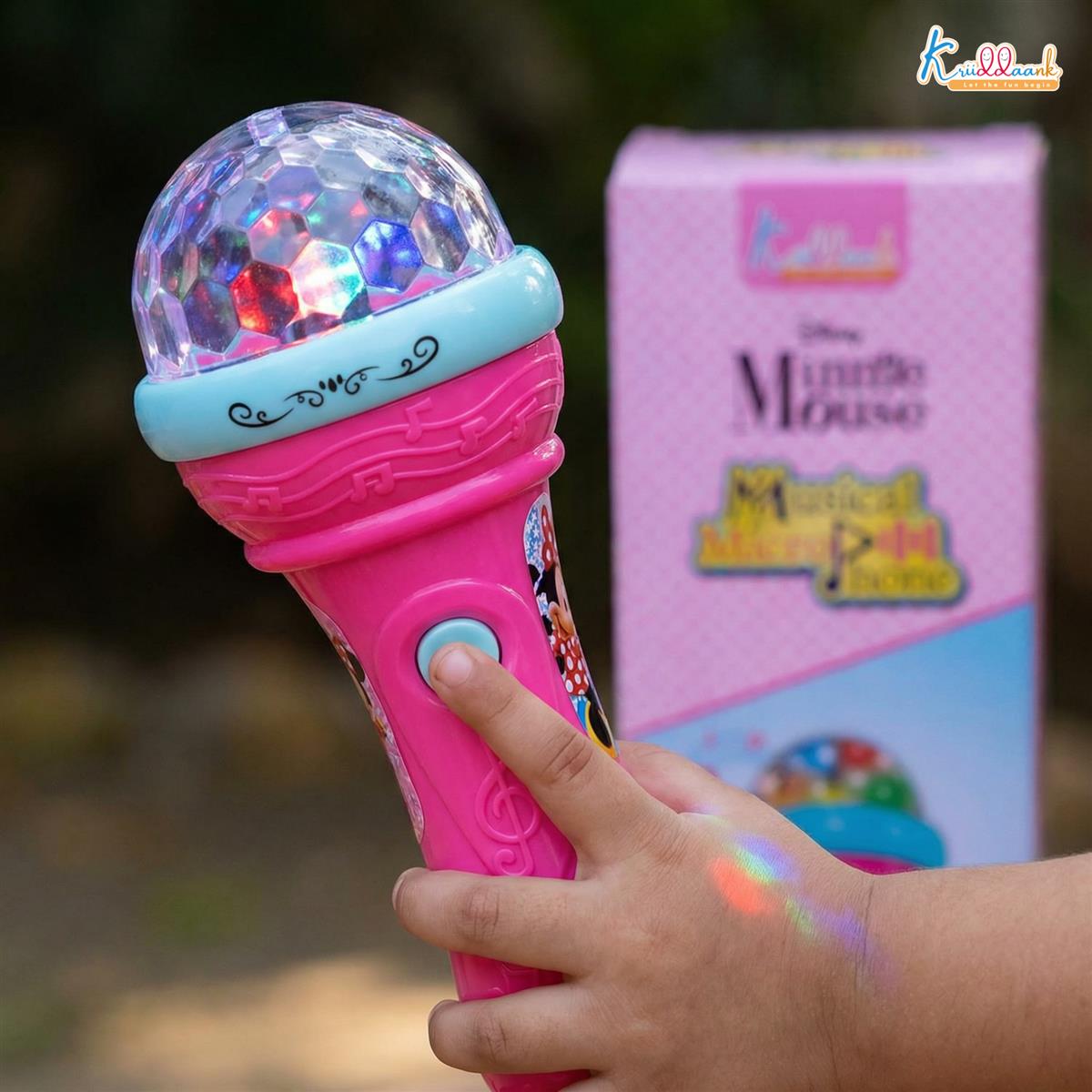 Minnie Mouse Musical Karaoke Microphone Toy for Kids - Fun Singing Instrument with Rotating Disco Projection Lights & Music, Pink Pretend Play Educational Toy for Girls Age 3+ Years