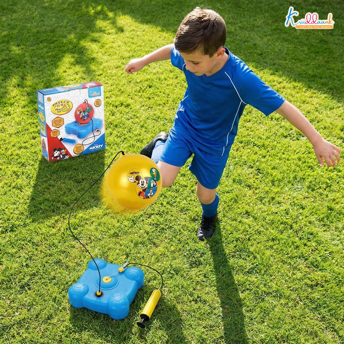 Disney Mickey Reflex Soccer Ball Set for Kids - Solo Football Training Kit with Recoil Action Rebound Ball, Indoor & Outdoor Sports Game for Boys & Girls Aged 3+ Years, Red
