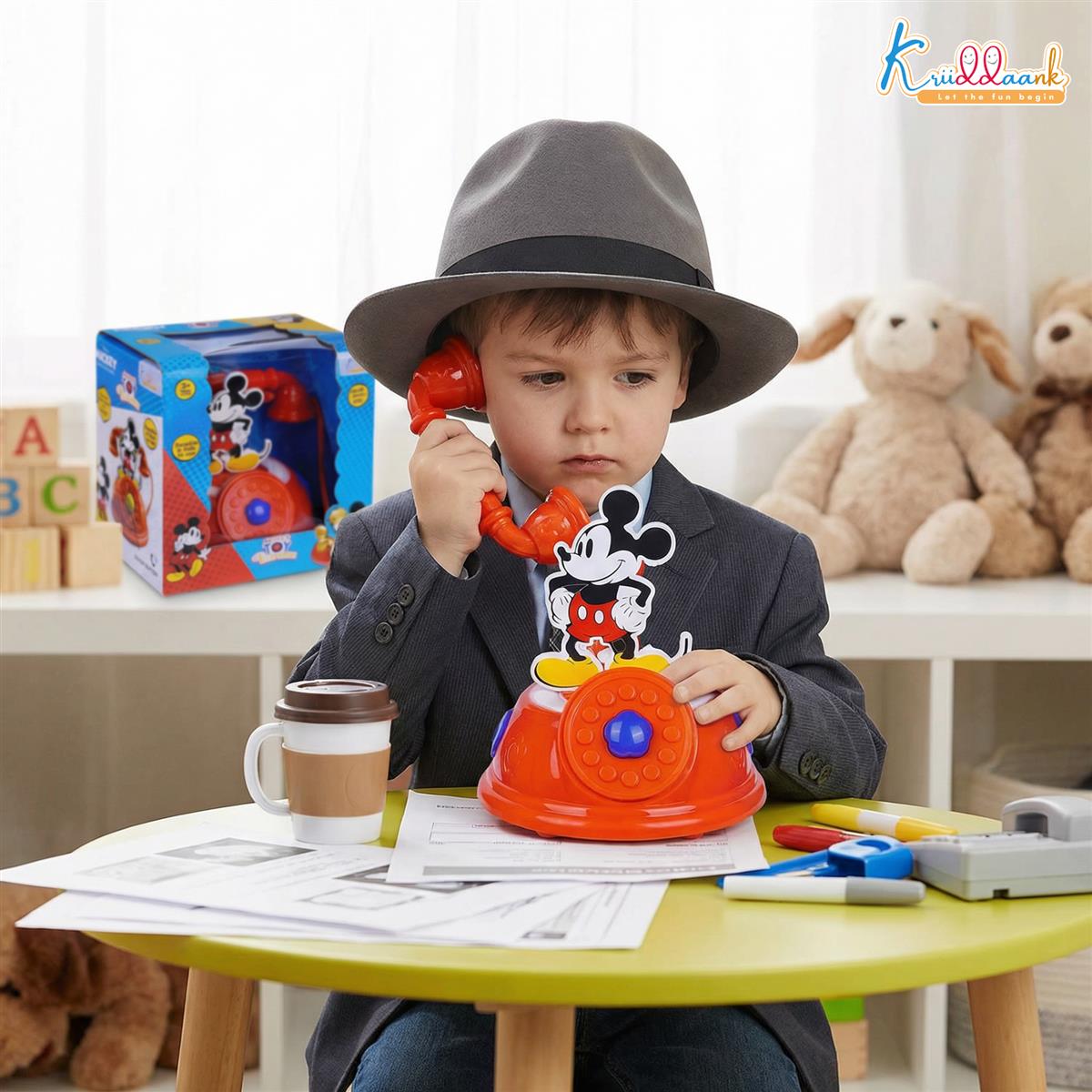 Mickey Mouse Talking Telephone Toy for Kids - Disney Pretend & Play Musical Landline Phone with Interactive Sounds - Educational & Fun Gift for Boys & Girls Ages 3+