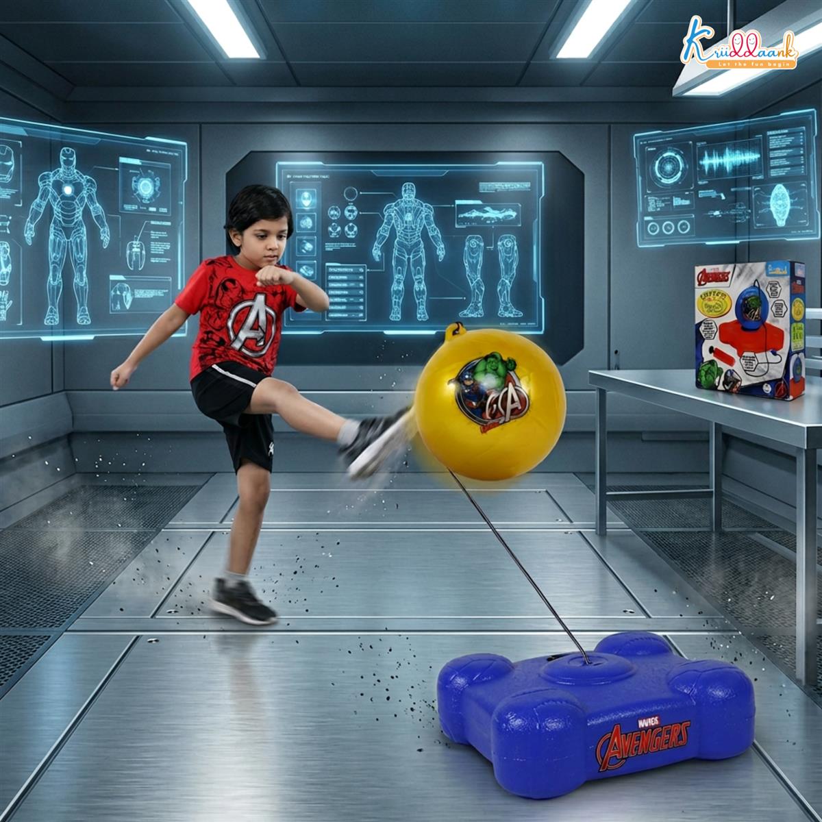 Marvel Avengers Reflex Soccer Ball - Solo Training Kit for Kids | Indoor & Outdoor Football Practice Set | Adjustable Recoil Action Rebounder | Portable Soccer Skills Trainer for Boys & Girls 3+