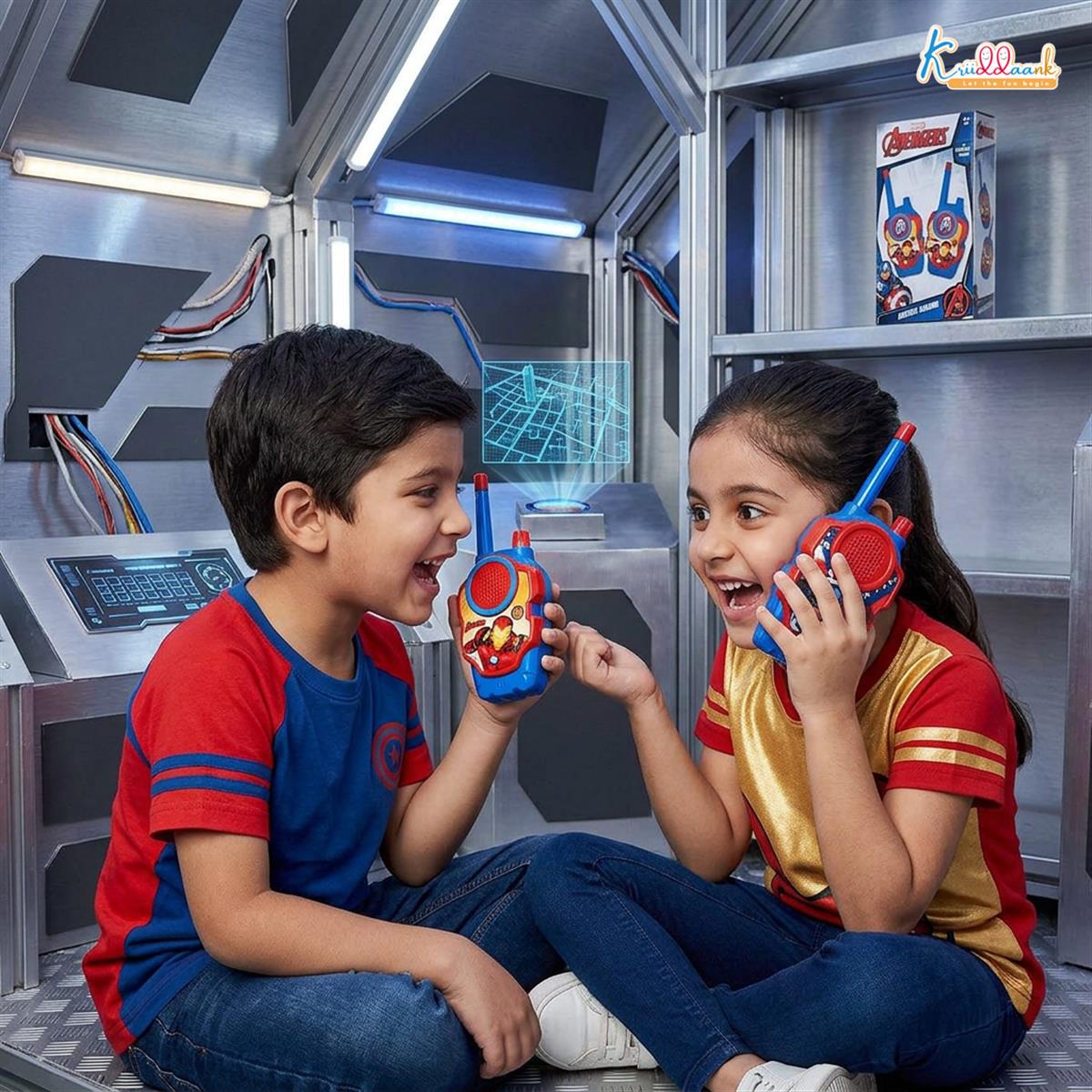 Avengers Walkie Talkie Set for Kids - 75m Range 2-Way Radio Toy for Boys & Girls - Ideal for Camping, Hiking & Outdoor Adventure - Child-Safe Non-Toxic Red Communication Device (Set of 2)