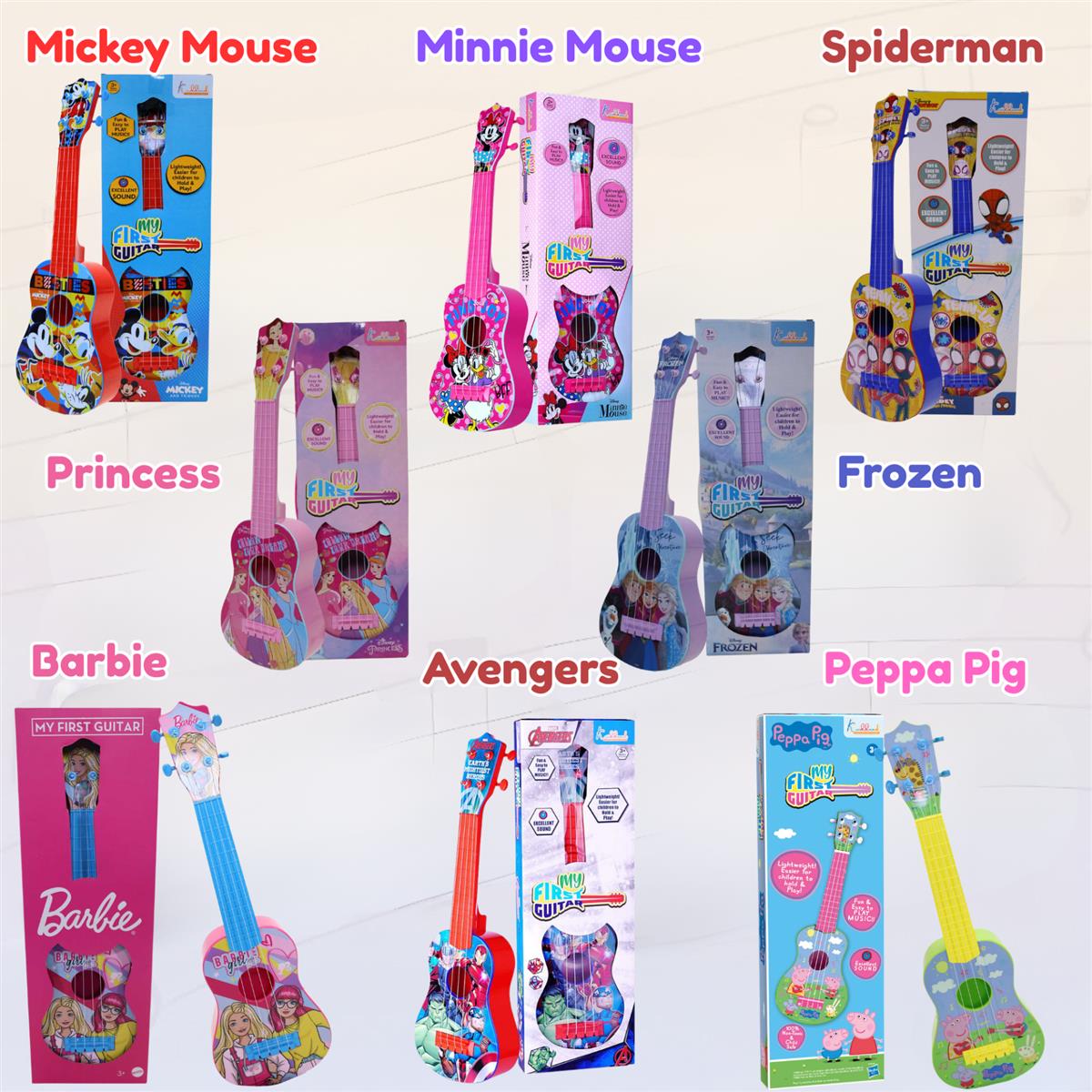 Disney Princess Theme Big Guitar Toy for Girls - 4-String Pink Musical Instrument for Kids Age 3+, Educational & Interactive Play, Perfect Birthday Gift for Little Musicians (57 cm)