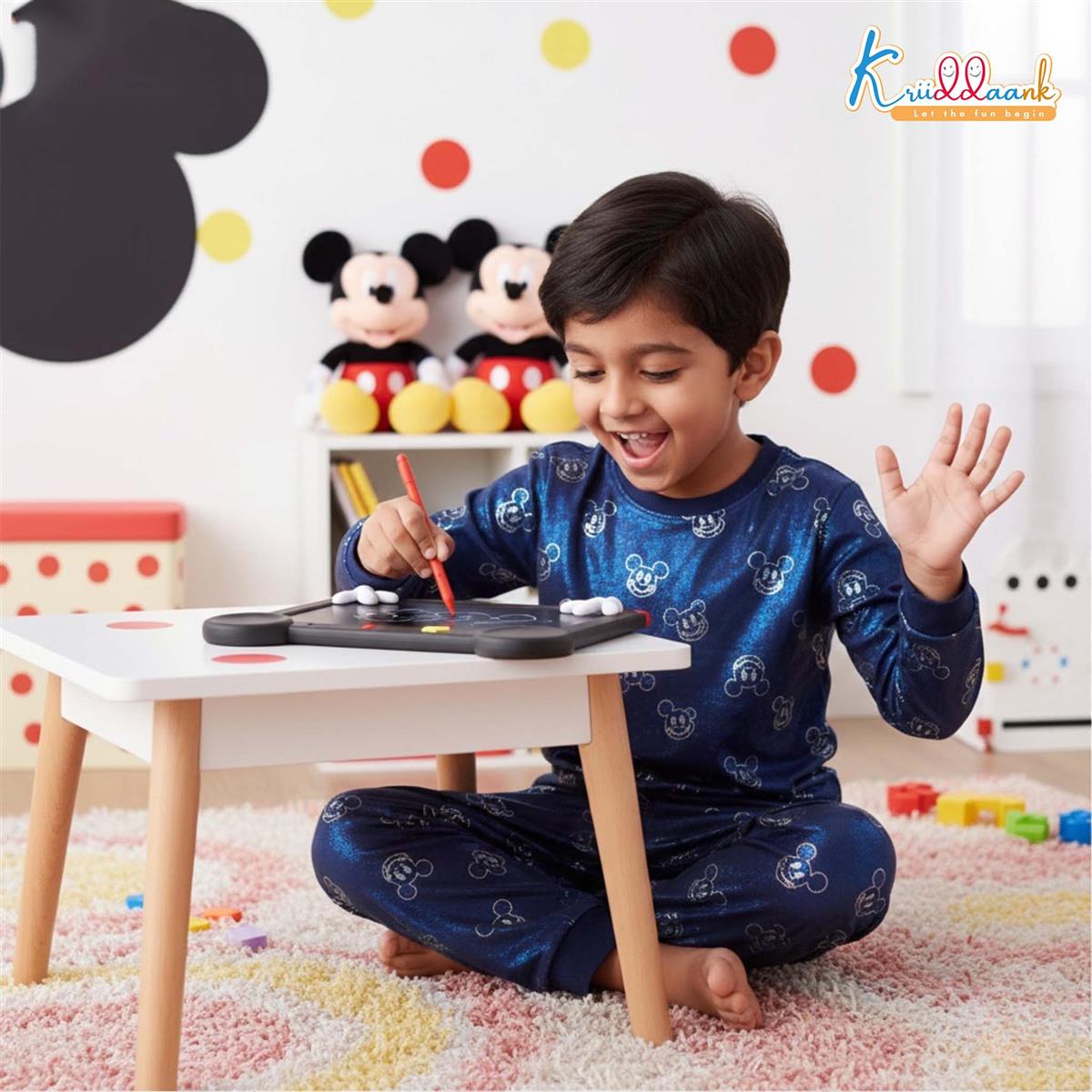 Kriiddaank Mickey Disney LCD Writing Magic Tablet 9 Inch, Electronic Drawing Pad for Kids, Toddler Travel Doodle Board, Preschool Early Education Toy, Birthday Gift for Boys & Girls 3-9 Years (Red)
