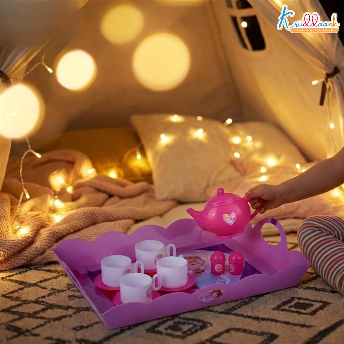 Princess Tea Playset - 12 Pcs Pretend Play Tea Party Set for Kids with Electronic Kettle, Boiling Sounds & Lights - Disney Princess Theme Kitchen Toys for 3+ Year Olds - Safe & Interactive Gift