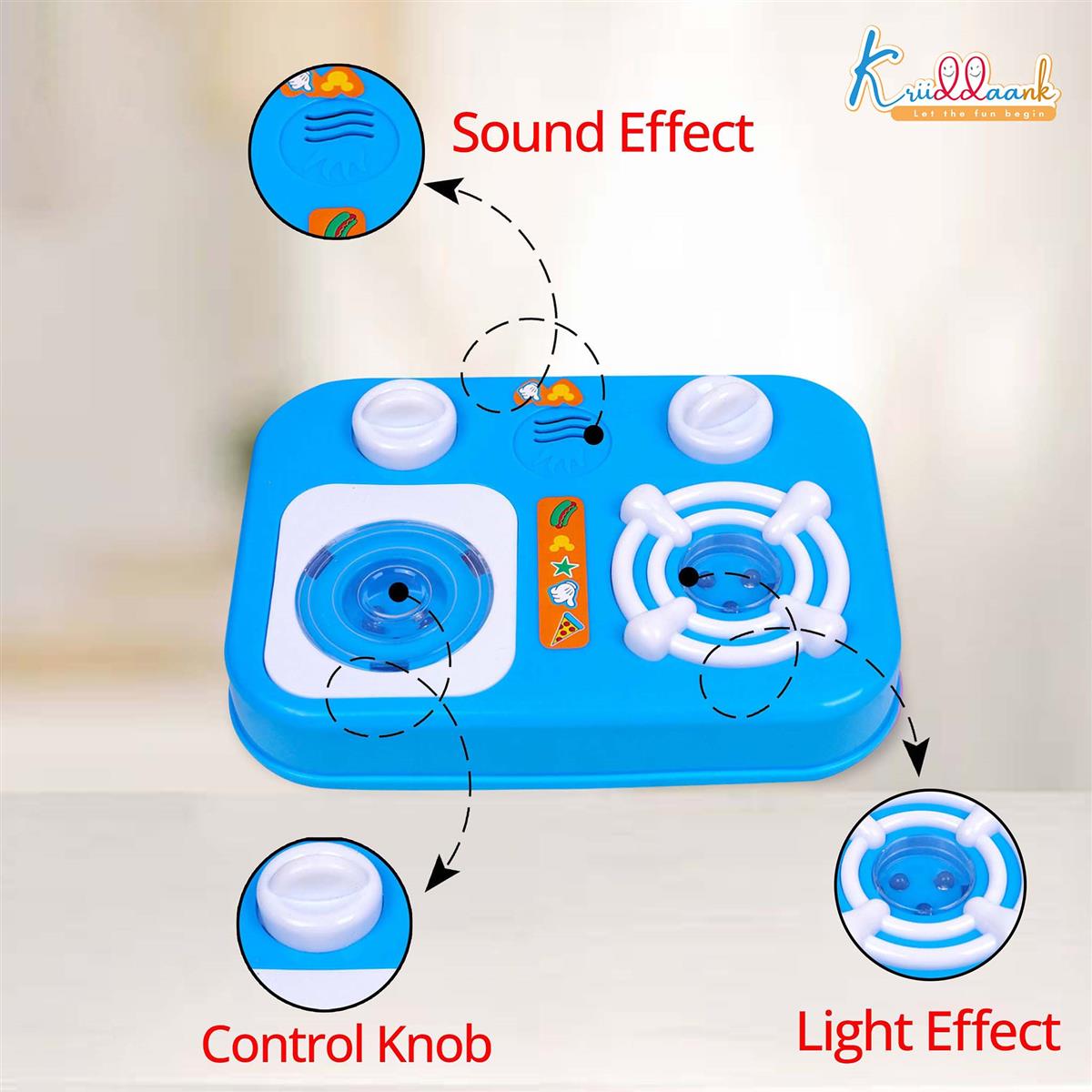 Kriiddaank Mickey Mouse Little Chef's Kitchen Set - 16 Pcs Pretend Play Cooking Set with Lights & Sounds, Portable Electric Stove Playset for Kids Aged 3+ Years