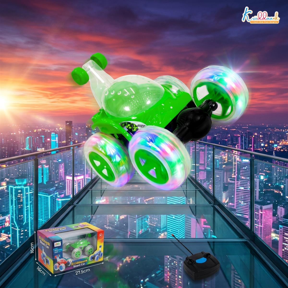 Kriiddaank Double-Sided RC Stunt Car - 360Â° Spin High-Speed Off-Road Monster Truck for Boys - Musical & Light-Up Remote Control Toy Car, Rechargeable Battery, Durable Diecast Build (Multicolor)