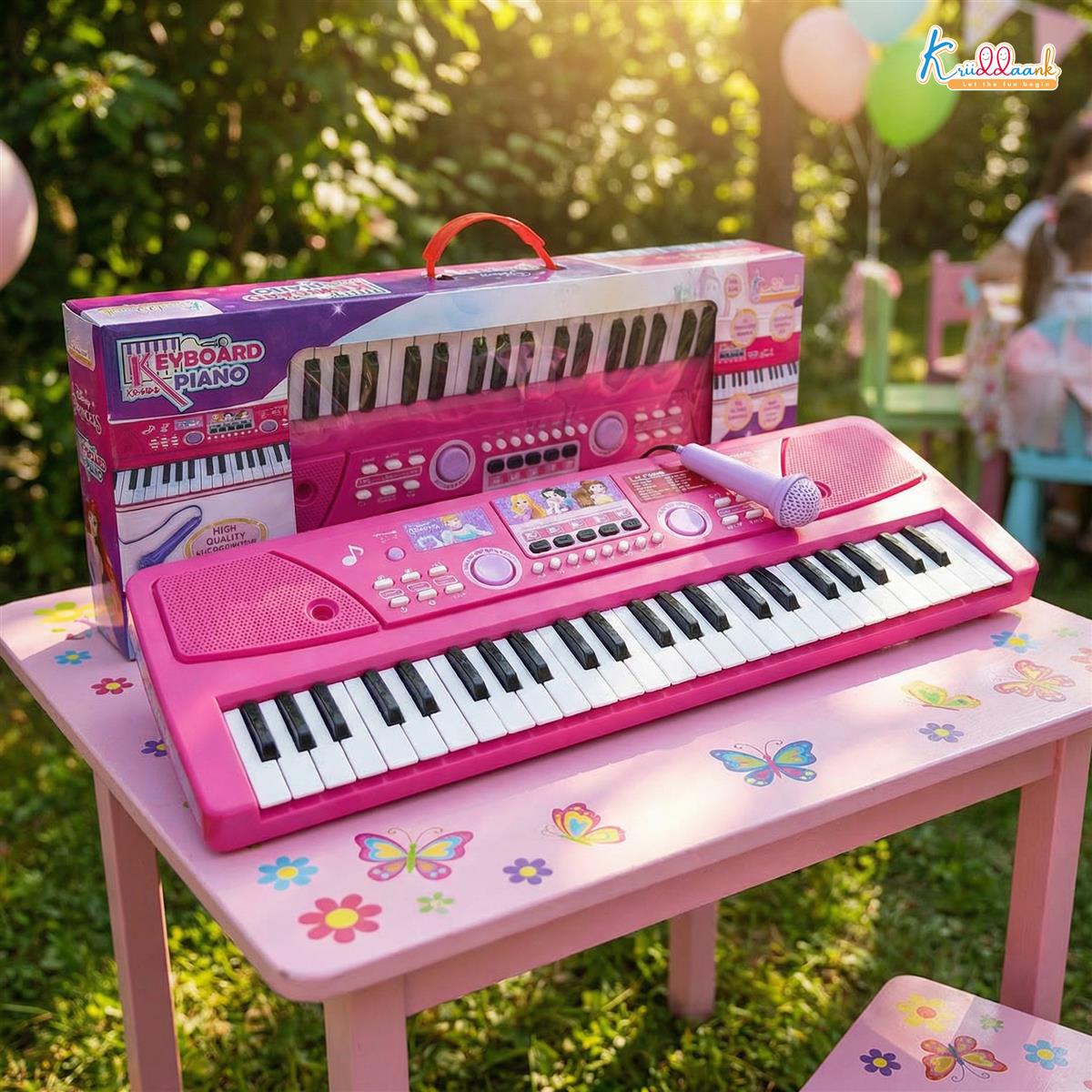 Princess Keyboard Piano for Girls - 50 Keys (49 Scale Organ) with Microphone, 16 Rhythms, 8 Instrument Sounds, USB & Battery Powered Educational Musical Toy for Kids Age 3+ (Pink)