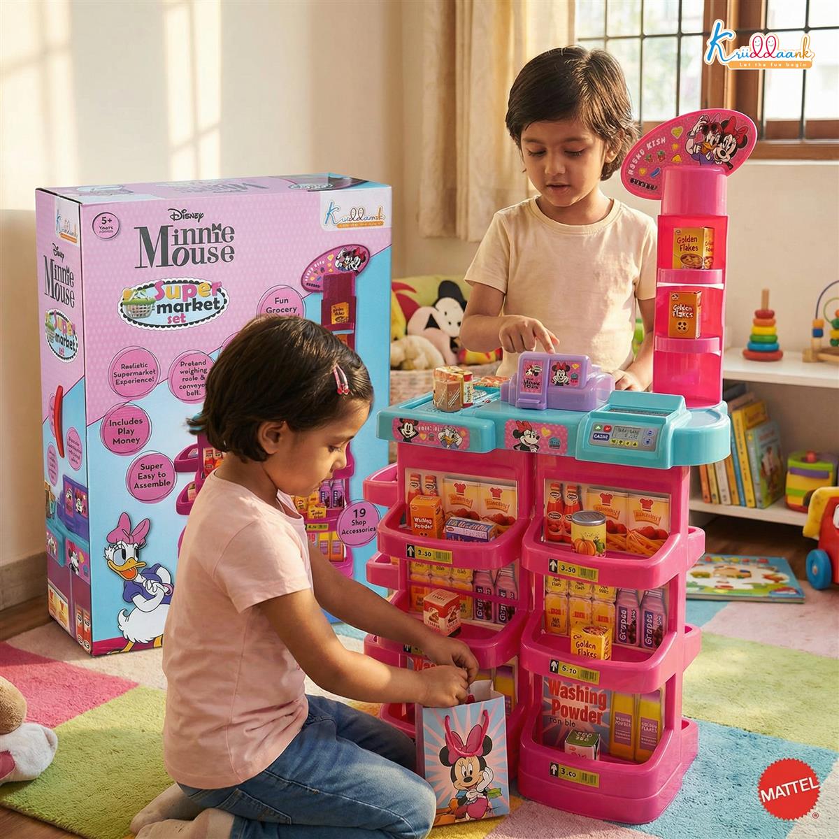 Minnie Mouse Interactive Super Market Grocery Store Playset with Electronic Cash Machine, Weighing Scale & Sound - 20 Accessories, Pretend Play Toy for Girls Ages 5+