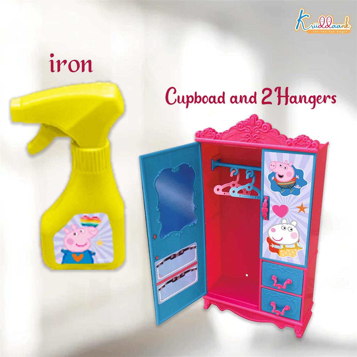 Hasbro Peppa Pig Iron Playset - Kids Laundry & Ironing Board Toy with Lights & Sound - Interactive Dollhouse Appliances for Girls Age 3+ - Includes Iron, Basket, Stand & Hanger (8 Pcs)