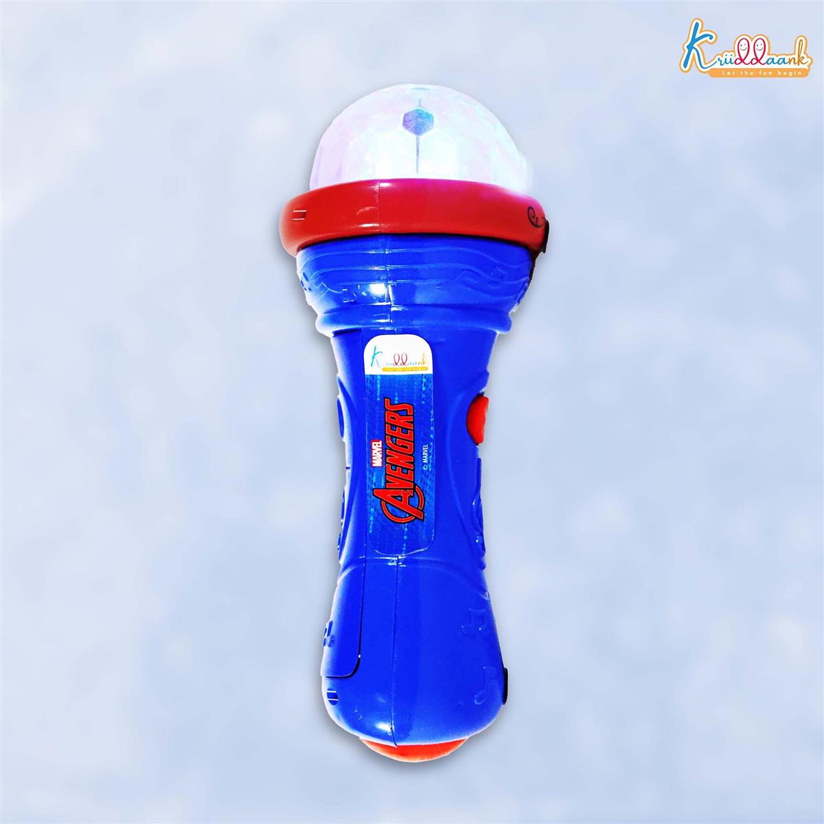 Kriiddaank Marvel Avengers Musical Microphone for Kids - Karaoke Toy with Disco Projection Lights, Music & Sound Effects - Battery Operated Superhero Toy for Boys and Girls Ages 3+