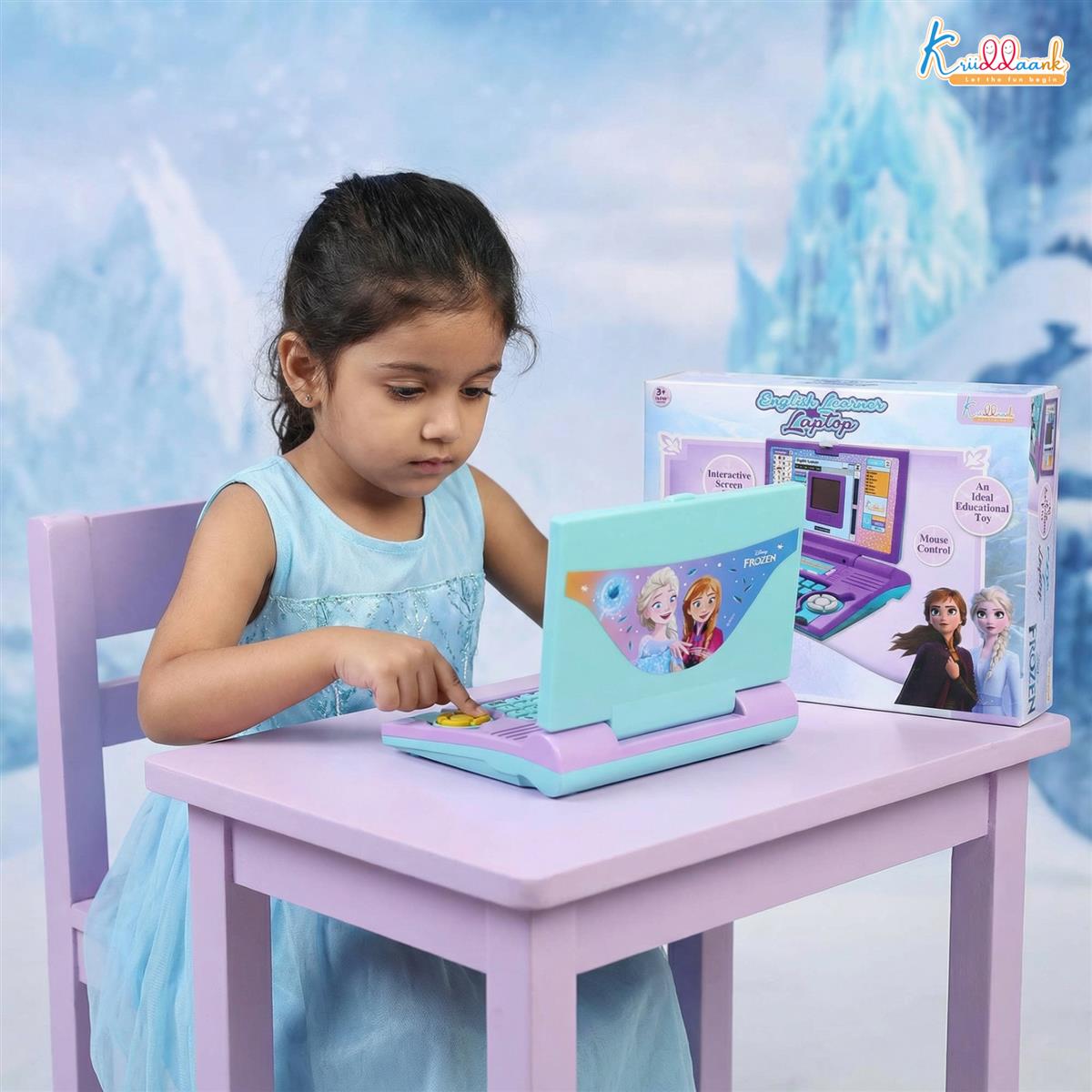 Frozen Educational Laptop for Kids - Interactive Learning Toy for Girls Age 3+ with 20 Activities, Mouse Control, Learn Alphabet, Numbers, Words, Games, Music & Logic - Turquoise Blue
