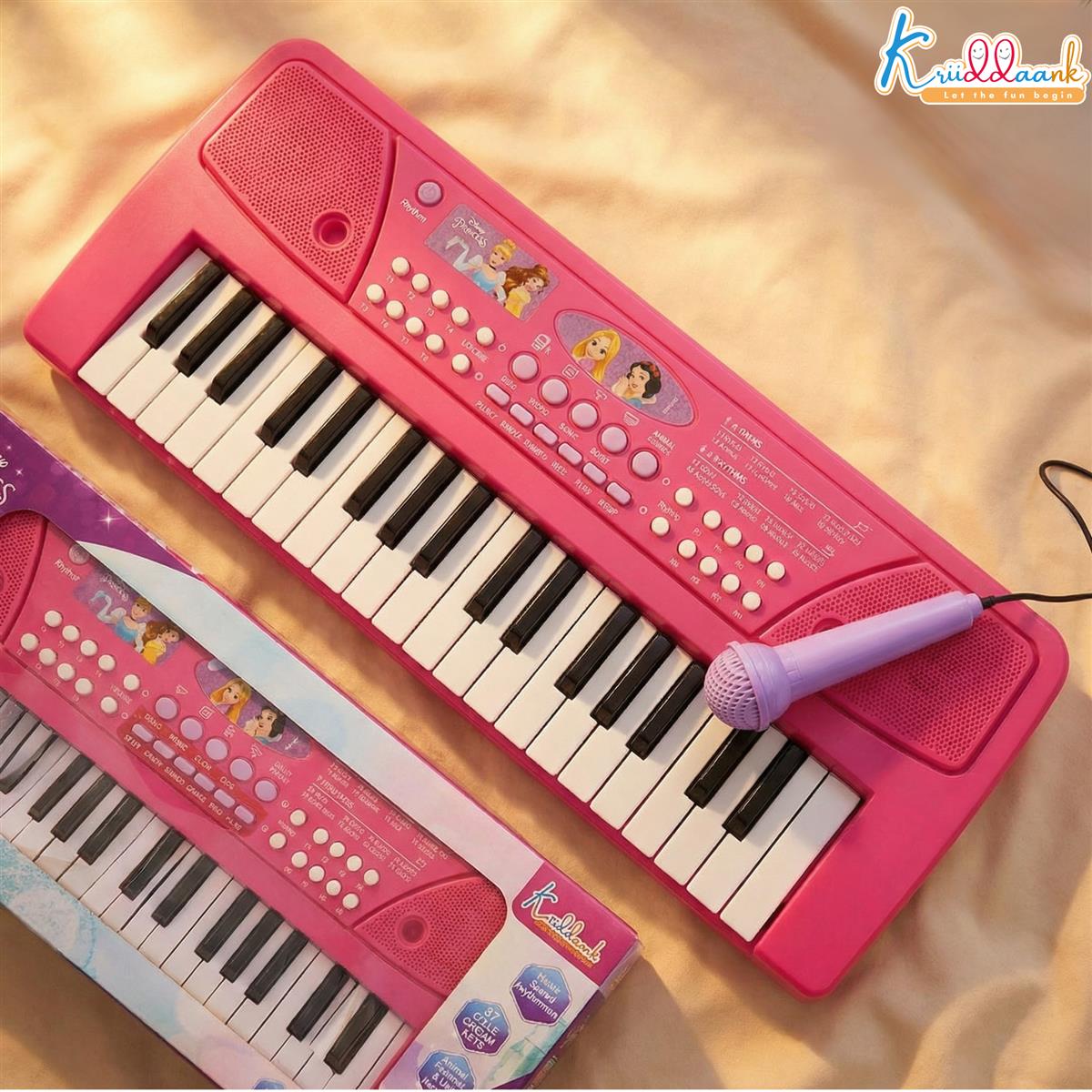 Princess Keyboard Piano for Girls - 37 Keys Musical Toy with Microphone, 8 Rhythms, 8 Tones & USB/Battery Power - Educational Learning Gift for Kids Aged 3+ Years - Pink