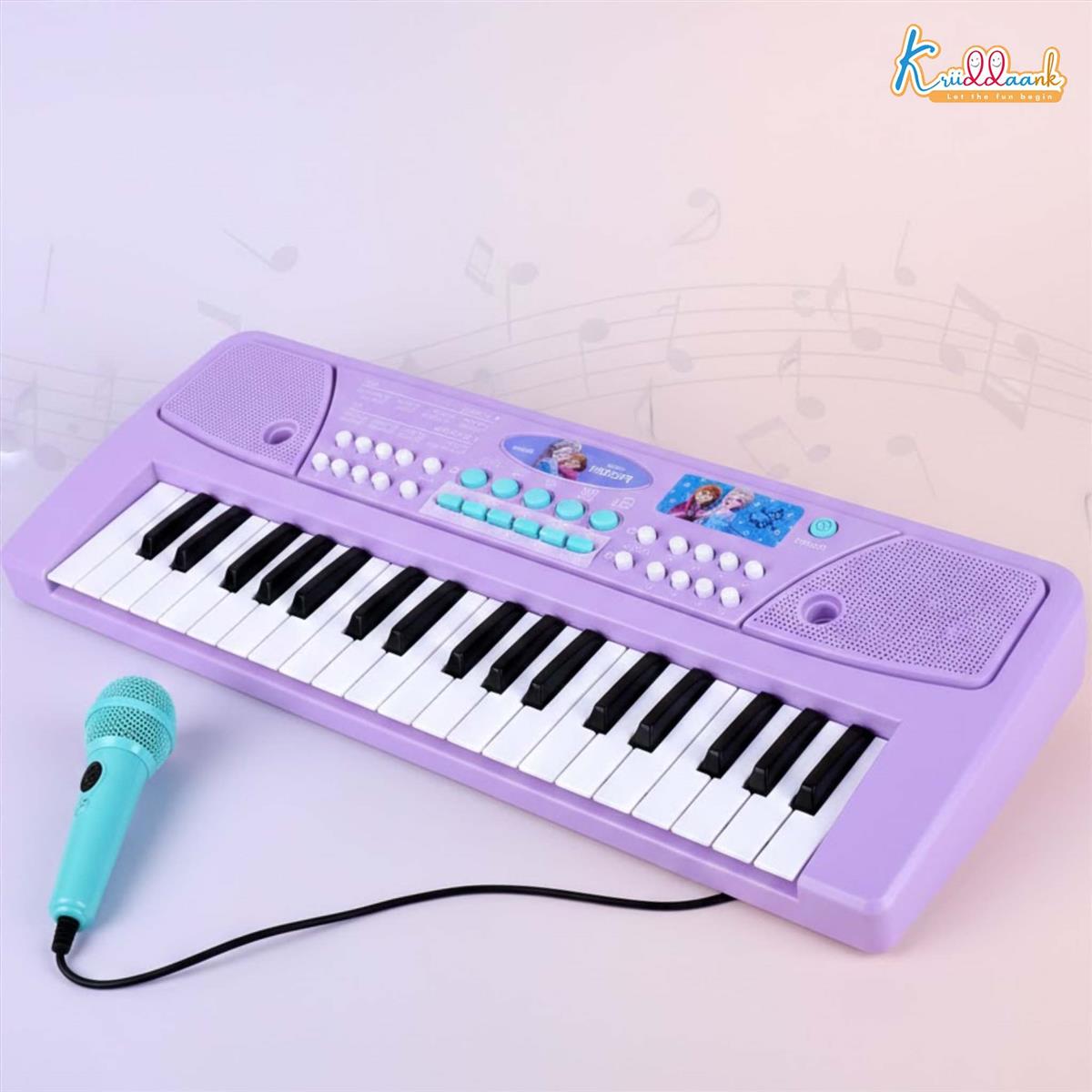 Frozen Keyboard Piano for Kids - Elsa & Anna Theme Musical Toy with Microphone & USB Cable, 8 Rhythms & 8 Instrument Sounds, Educational Learning Toy for Boys & Girls 3+ Years (Turkish Blue)