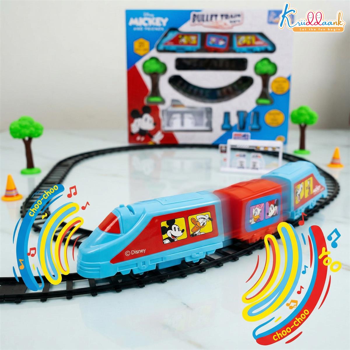 Kriiddaank Mickey Mouse Big Bullet Train Set for Kids (21 Pcs) - Educational Toy with Easy-to-Assemble Tracks & Sound Effects - Battery Operated Learning Toy for Boys & Girls, 3+ Years