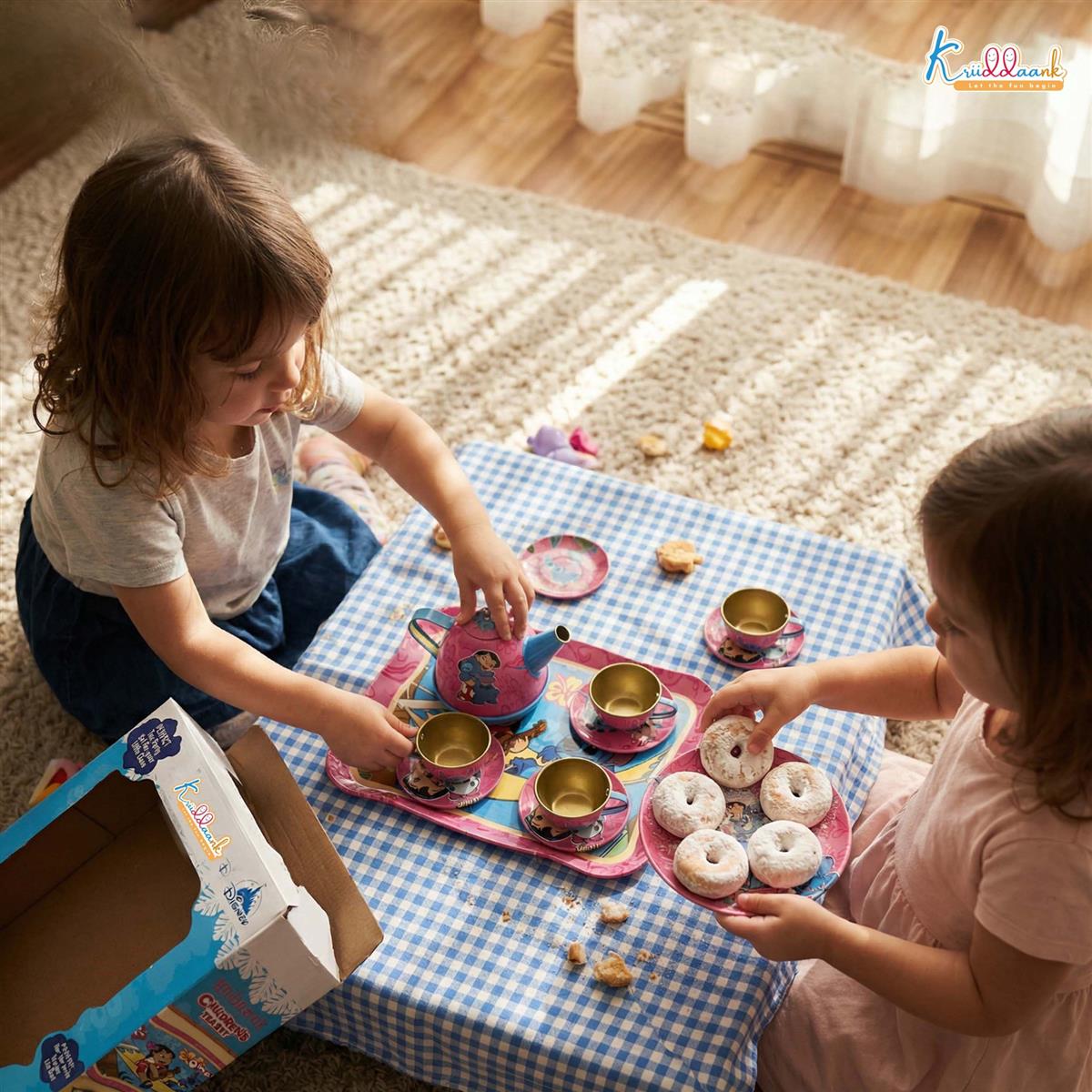 Stitch Kids Metal Tea Set - 14-Piece Pretend Play Tea Party Set with Teapot, Cups, Saucers & Serving Tray - Durable Tin Toys for Boys & Girls Ages 3+ Years - Perfect Gift for Stitch Fans