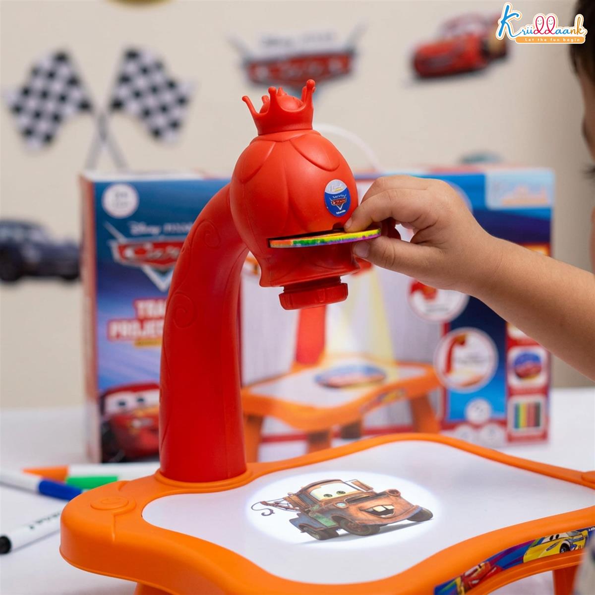 Kriiddaank Pixar Cars Tracing Projector Set for Kids - Trace & Draw Art Activity Set with 24 Patterns, Adjustable Focus & 3 Slides - Educational Sketching Toy & Creative Gift for Boys & Girls 3+
