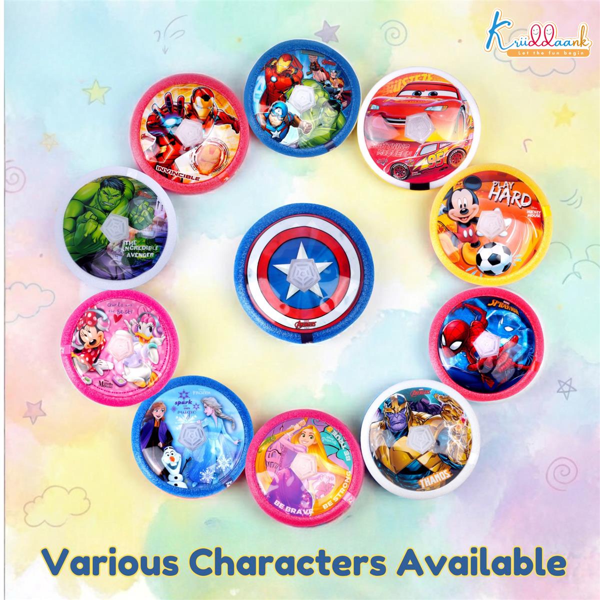 Frozen Theme Hover Football - LED Light Up Air Soccer Ball with Soft Foam Bumpers - Disney Elsa & Anna Indoor Sports Toy for Kids Boys & Girls, Glides on Smooth Surfaces, Safe Active Play