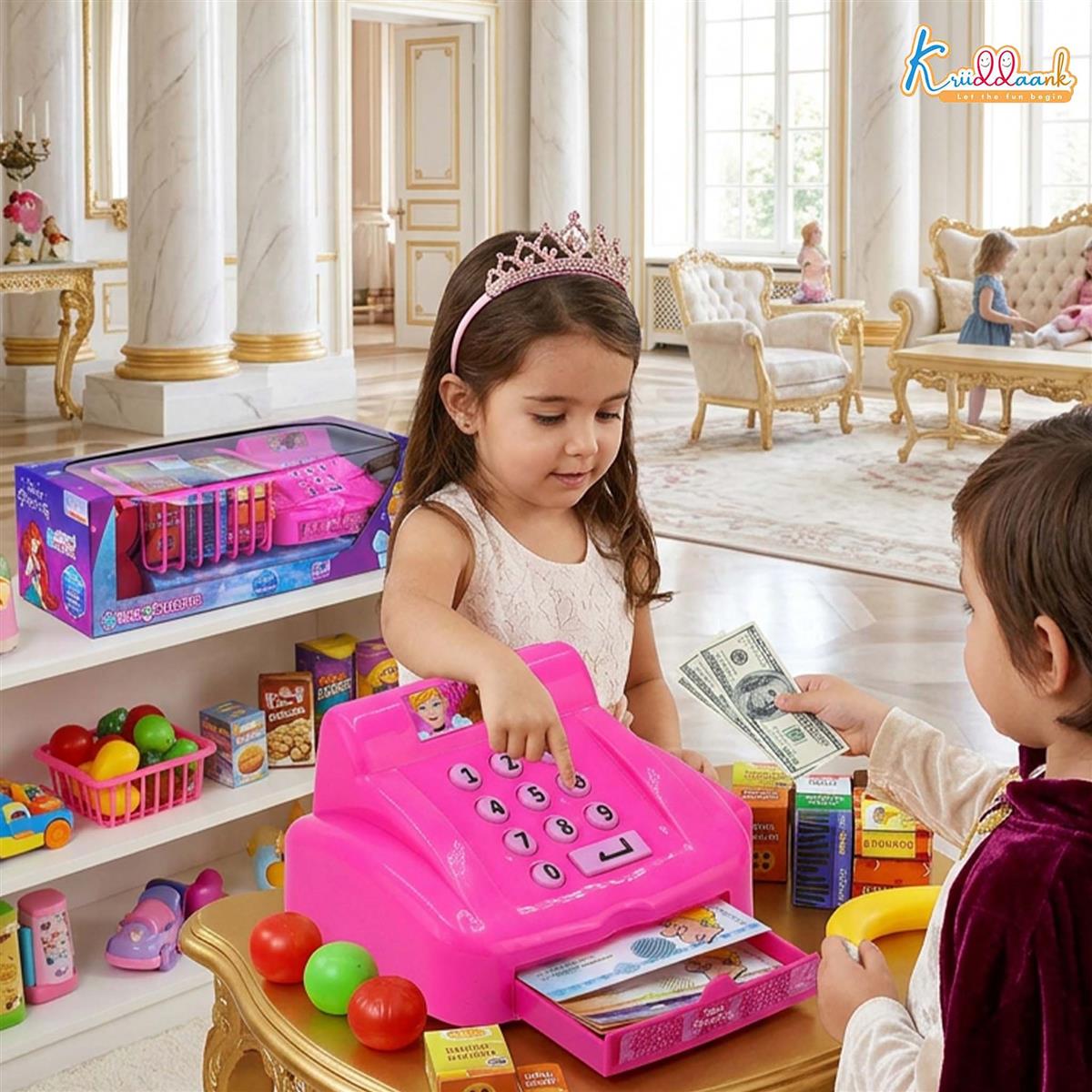 Disney Princess Cash Register Toy for Girls - 29 Pc Pretend Play Set with Play Money, Credit Card, Scanner, Real Sound Effects & Cash Drawer - Educational Math Learning Gift for Kids Ages 3+