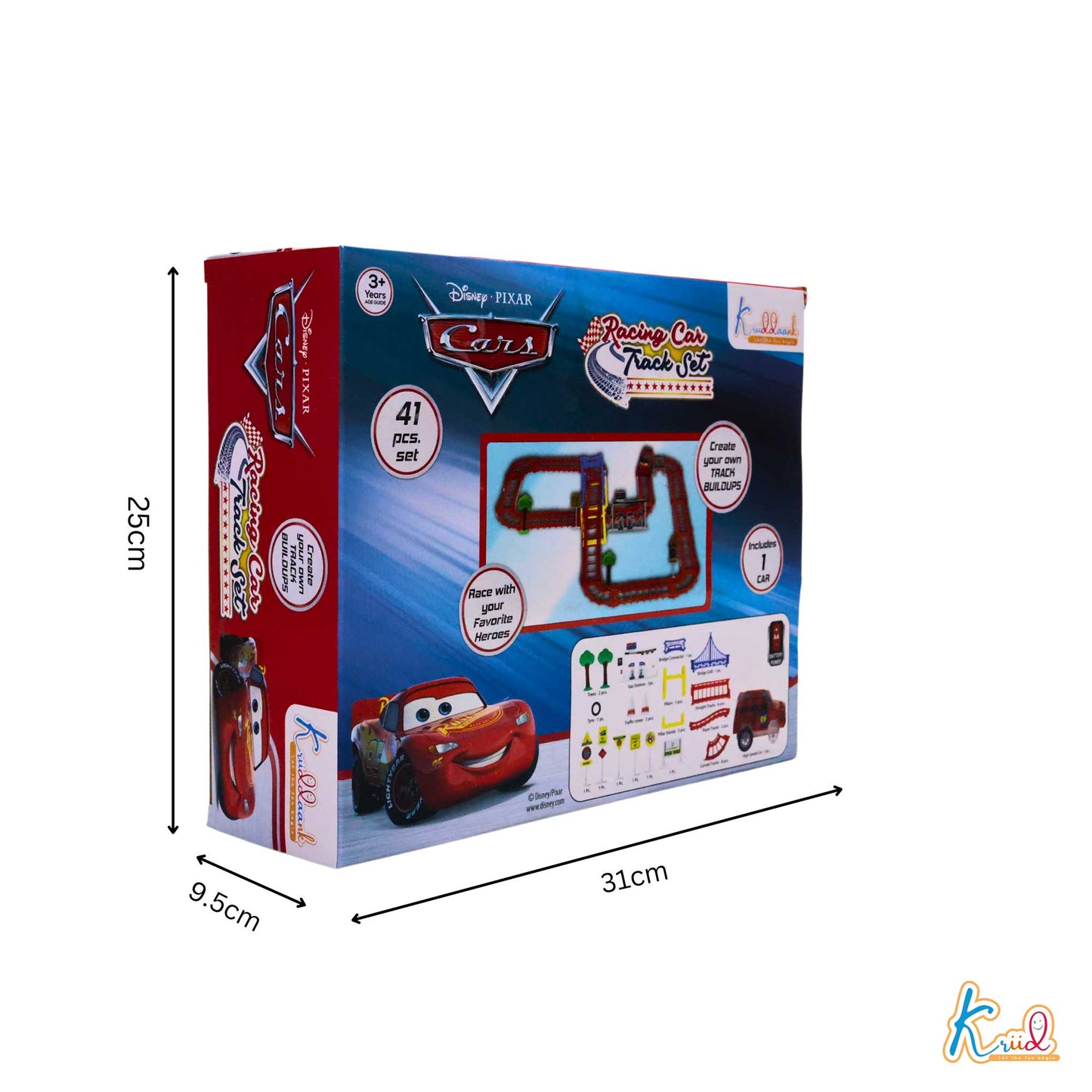 Kriiddaank CARTRACK-CarsCTS-100080ByDisneyKriiddaank Disney Cars Mini Track SetPixar Themed Small Racing TrackPortable Small Racing Track -Disney Toy Car TrackToy Car Track with Disney Cars