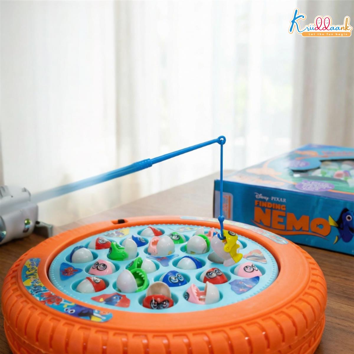 Kriiddaank Nemo Theme Musical Rotating Fishing Game for Kids - Interactive Battery Operated Learning Toy with 45 Fishes & 4 Fishing Poles - Educational Fun for Boys & Girls Ages 3+