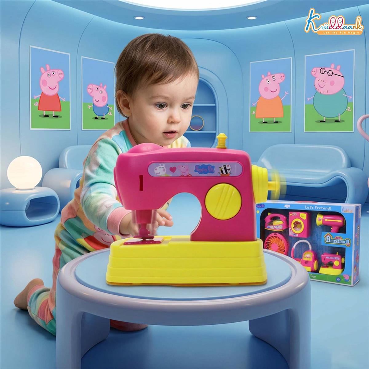 Peppa Pig Mini Household Toys 6-Piece Set for Kids | Includes Washing Machine, Sewing Machine, Vacuum, Fan, Hair Dryer & More | Battery Operated with Lights & Motion | Role Play Set for Ages 3+